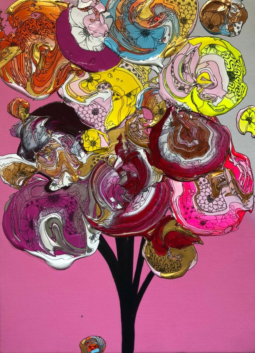 Abstract Bouquet (Pink Gradation x Yellow)