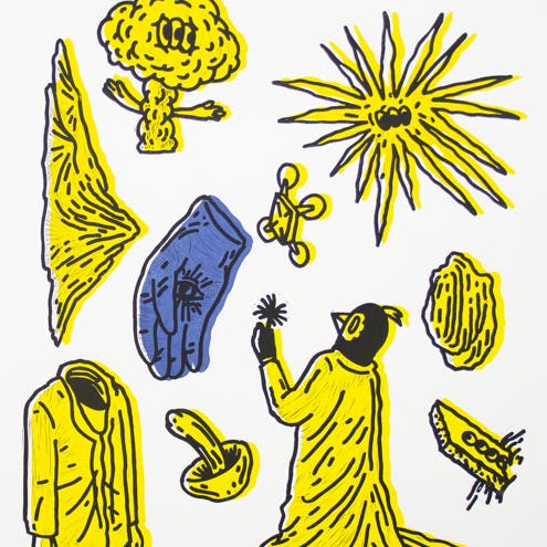 Sketch pages of Parrotman (Left page)  *from group exhibition "Linocut" at Gallery Nomart