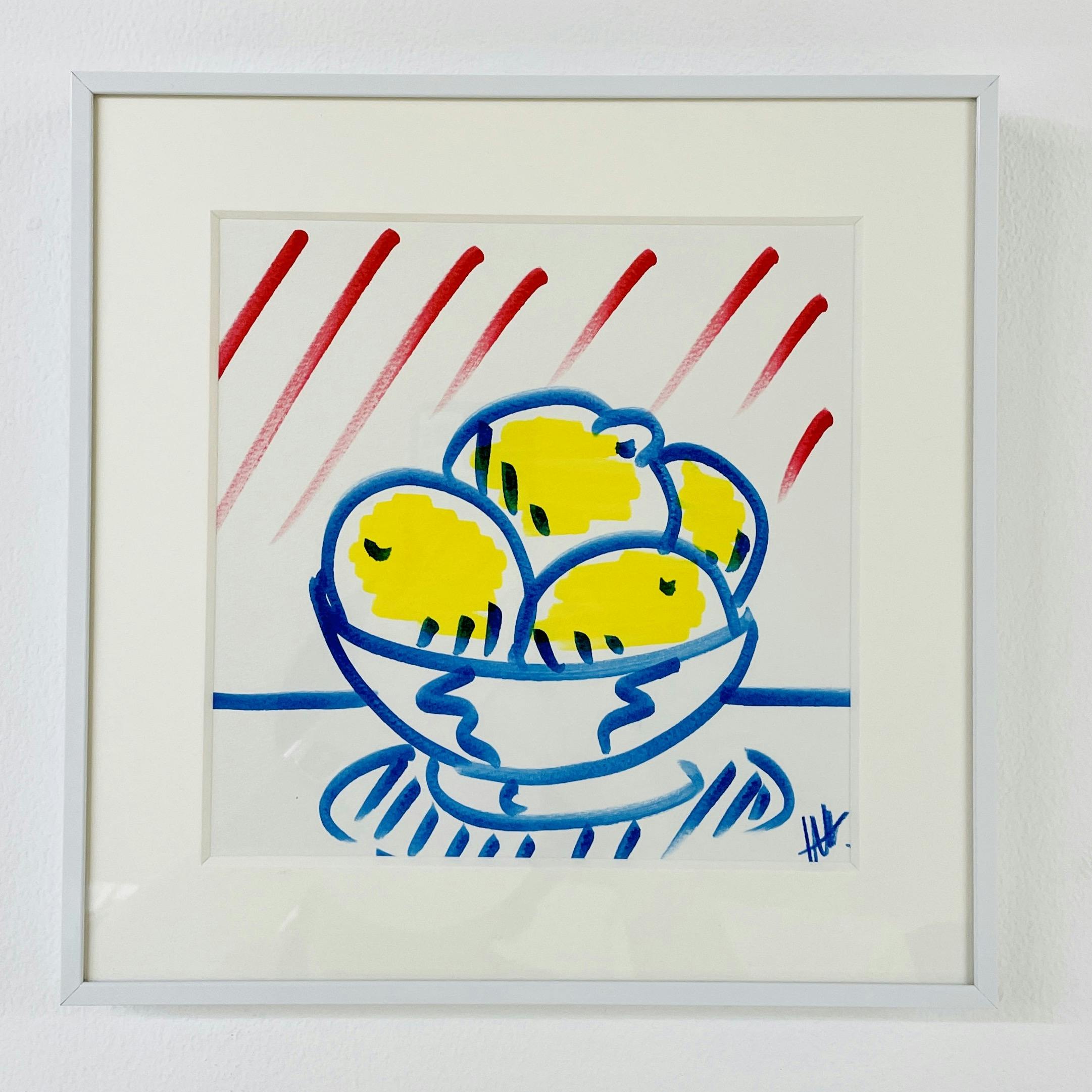 天野タケル 原画 額装済み skull, lemons & a candle - 絵画/タペストリー