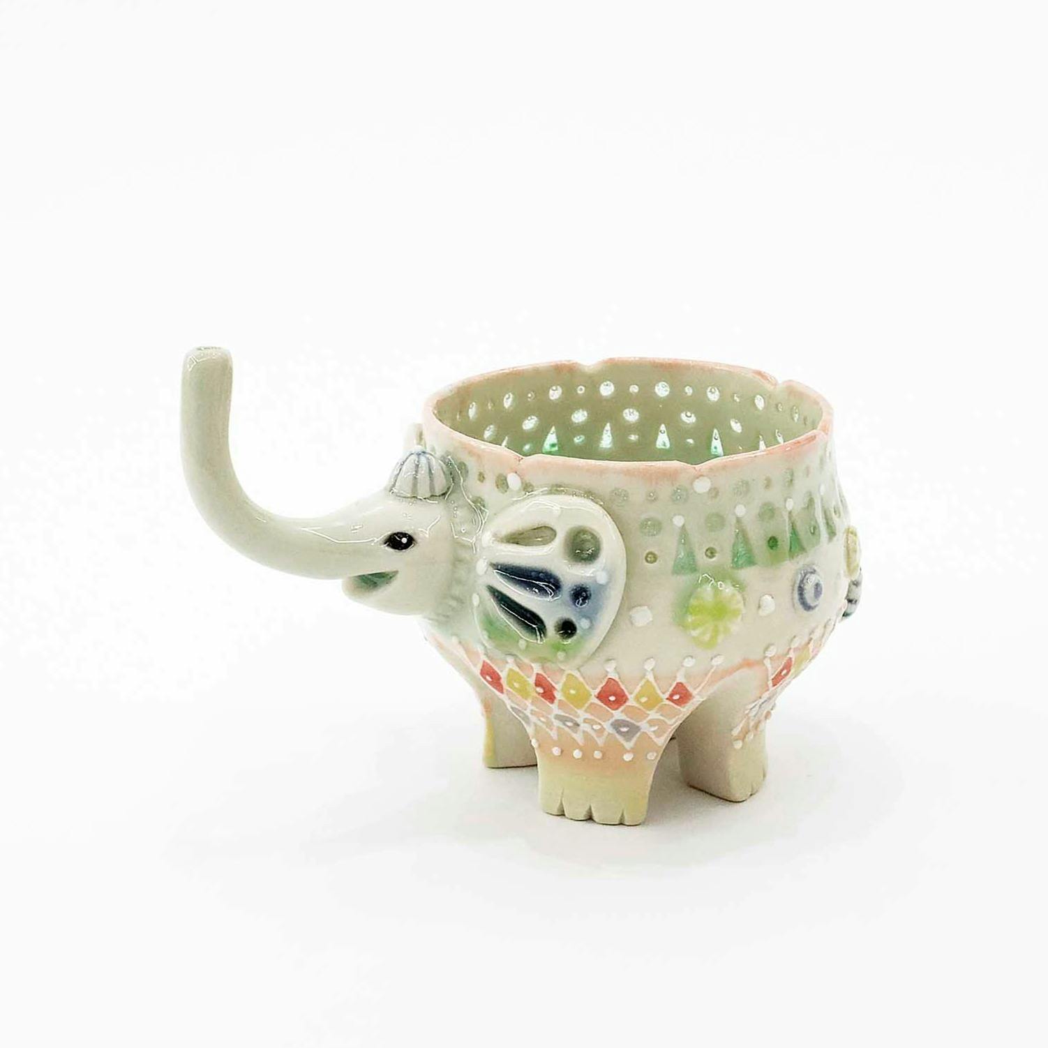 ゾウ蛍手ぐい呑み（桃）