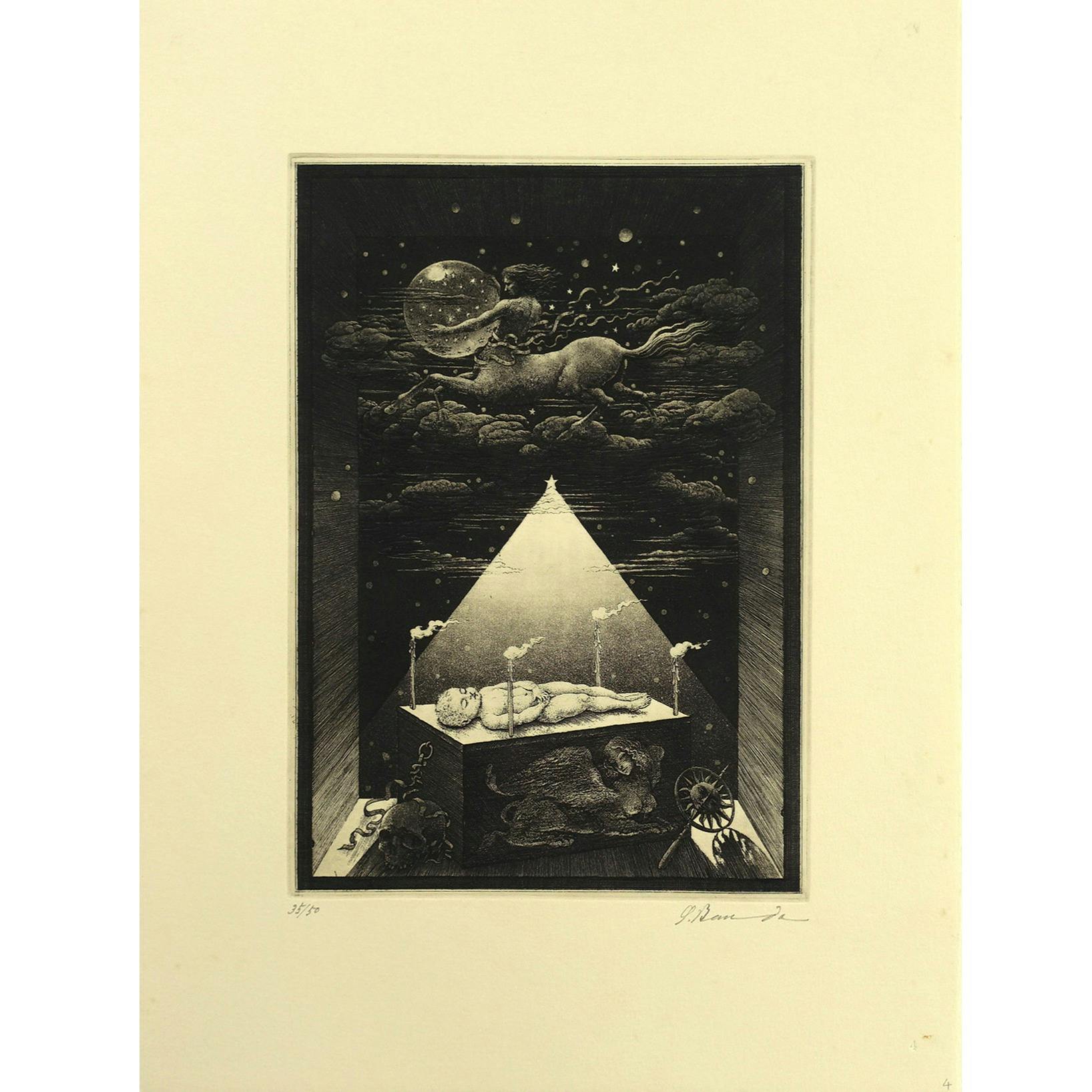 坂東壮一　版画集「夢の罠」より「星はその光を罪の上になげかける」