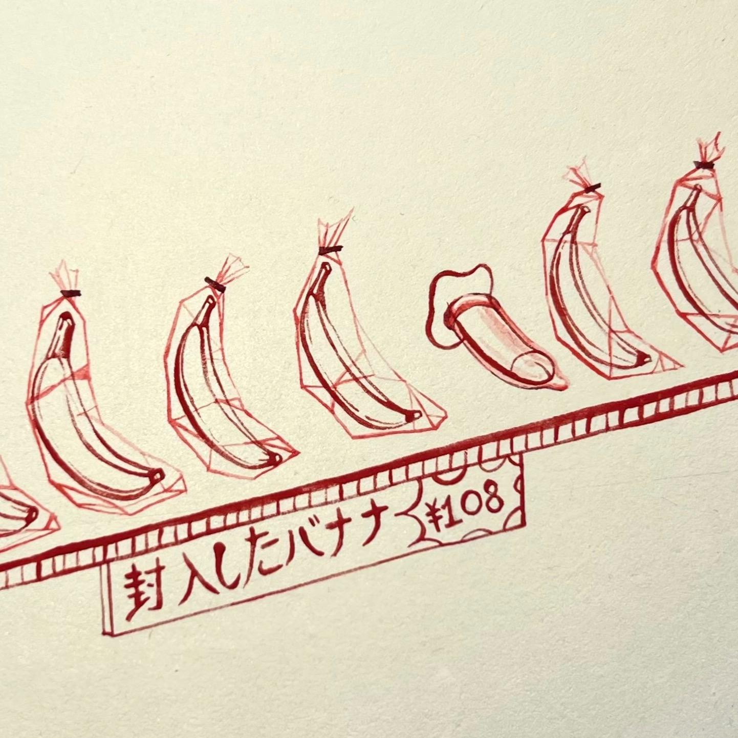 封入したバナナ (Wrapped Bananas)