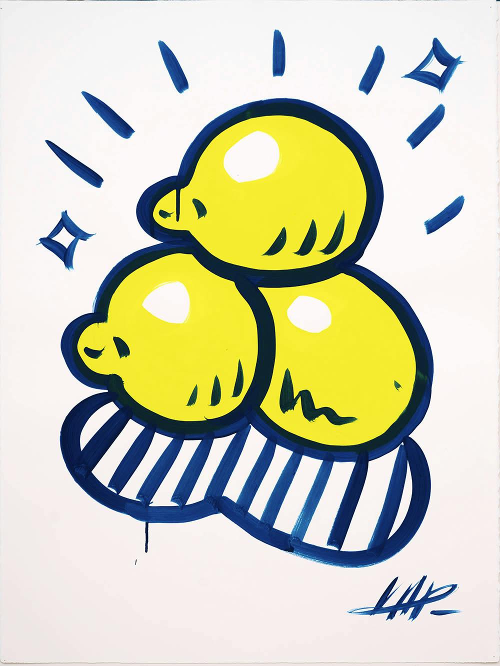 天野タケル 原画 額装済み skull, lemons & a candle