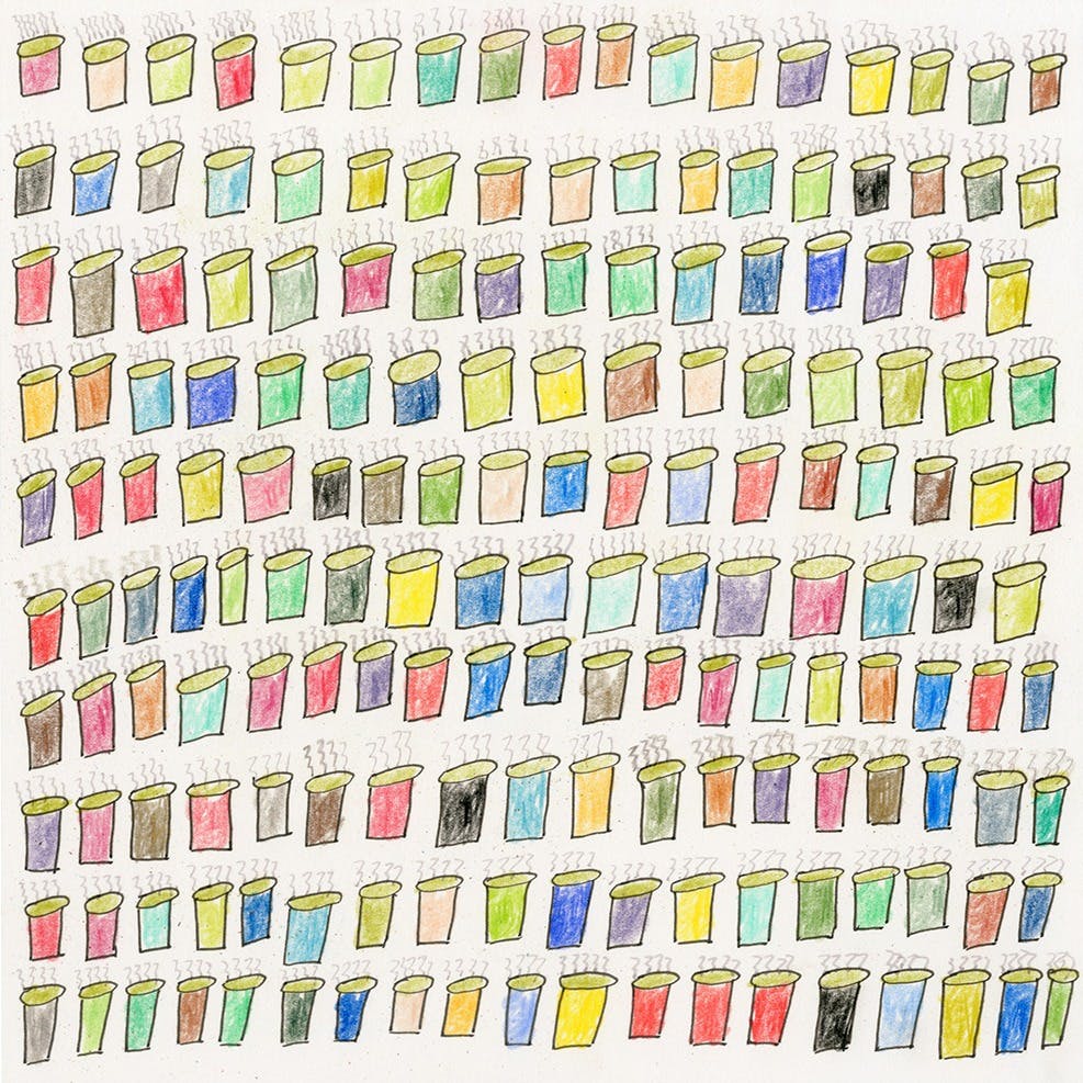 コップはカラフルなおちゃ