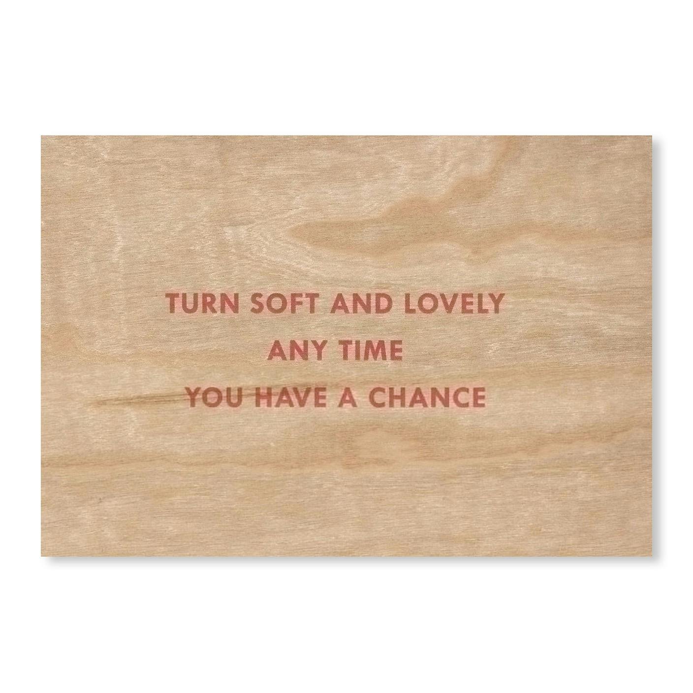 PROTECT ME FROM WHAT I WANT WOODEN POSTCARD [RED TEXT