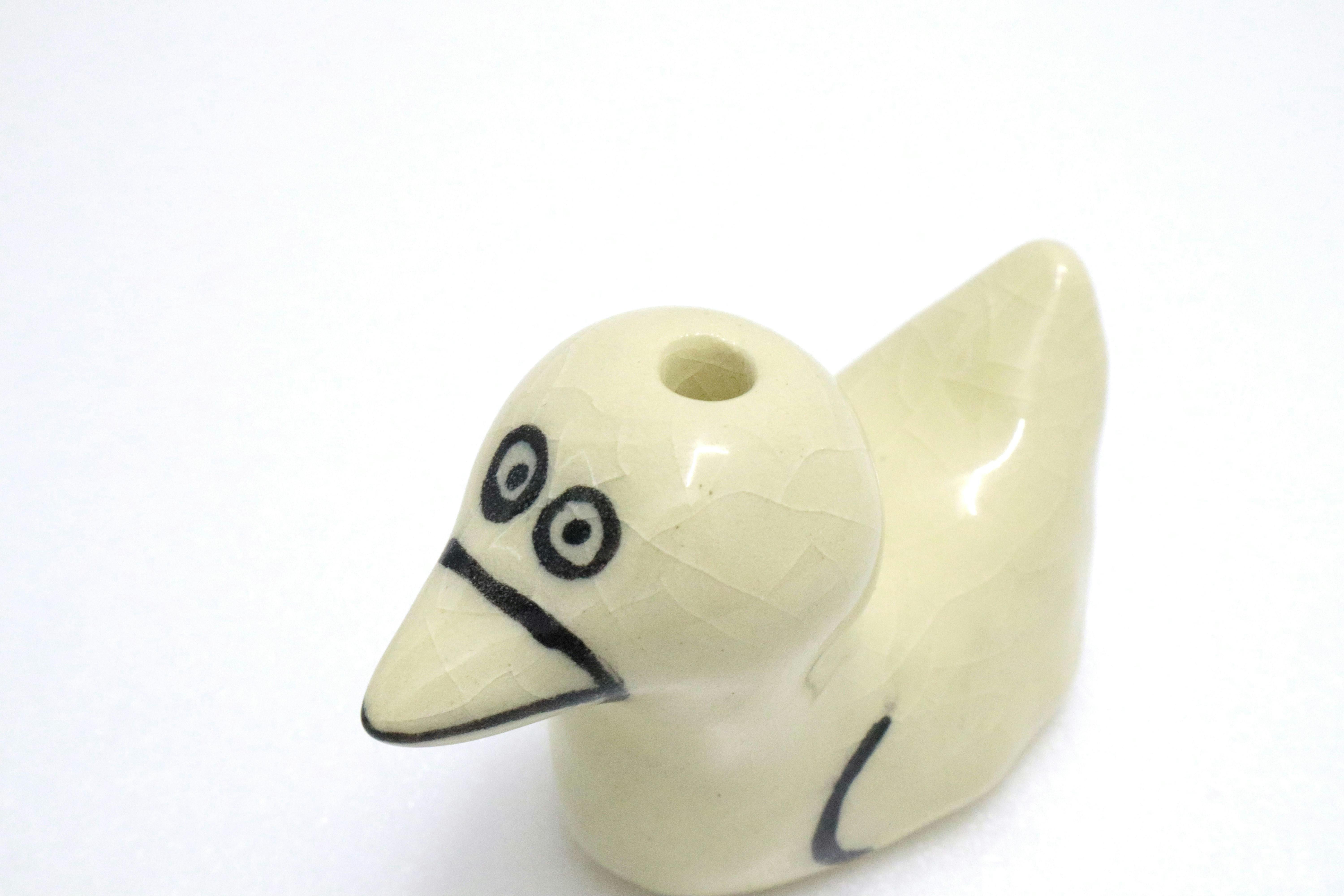 サンダースタジオ　陶器　鳥（親・一輪挿し）