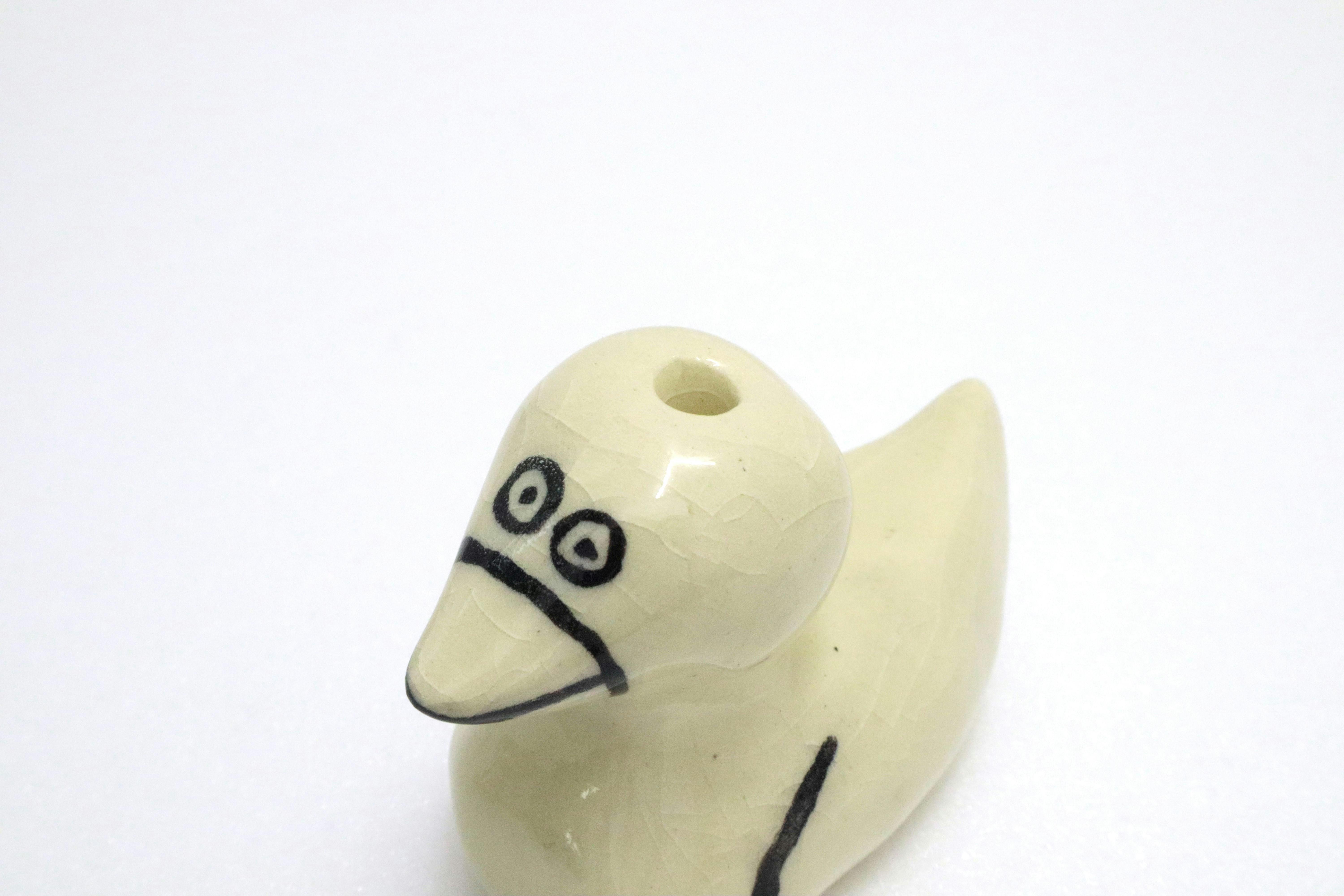 サンダースタジオ　陶器　鳥（親・一輪挿し）