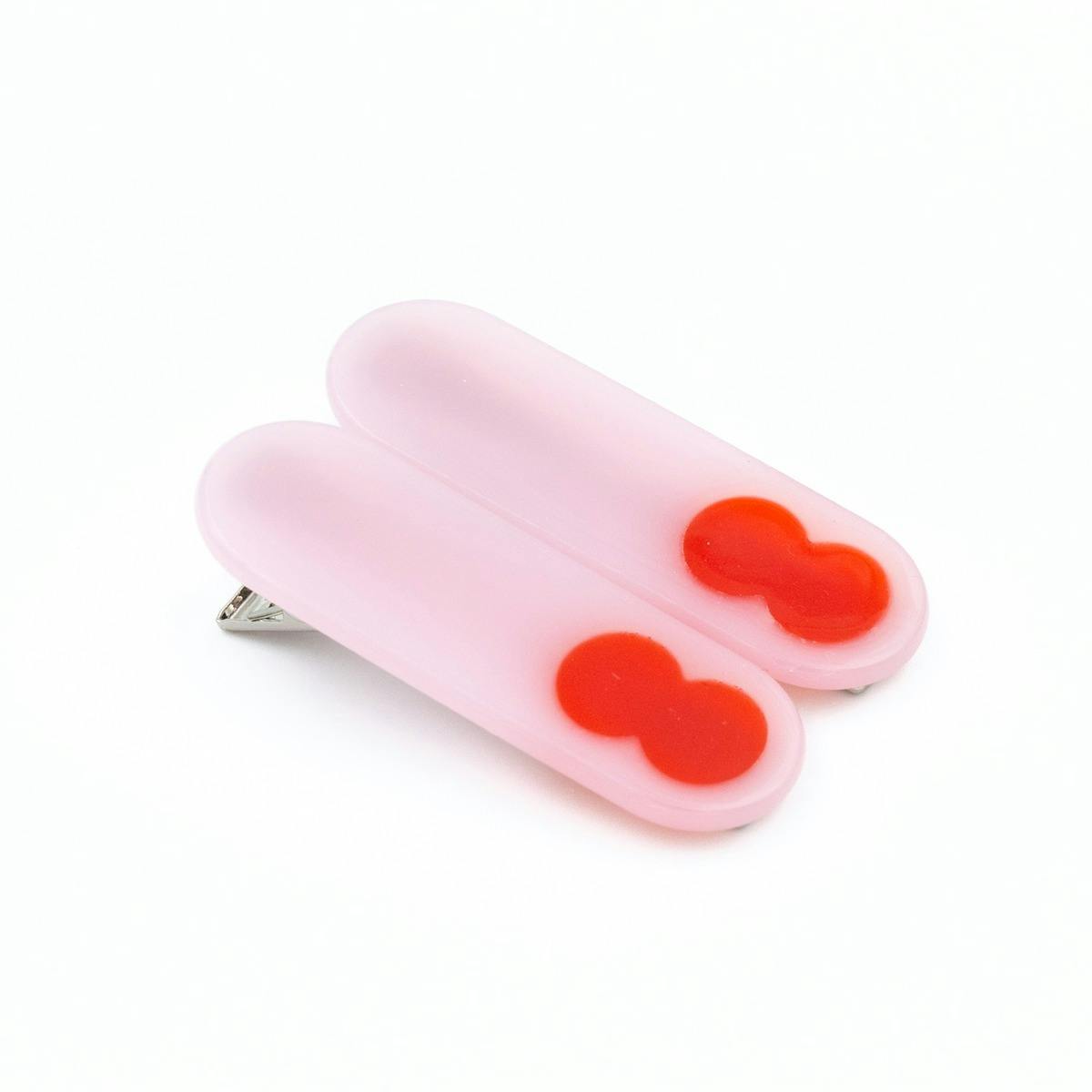 瓜生太郎　Taro Uryu　Hair Clip ( 2pc set )　Ruby & Baby Pink