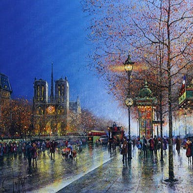 パリ、夜のノートルダム（ジクレー、20号）