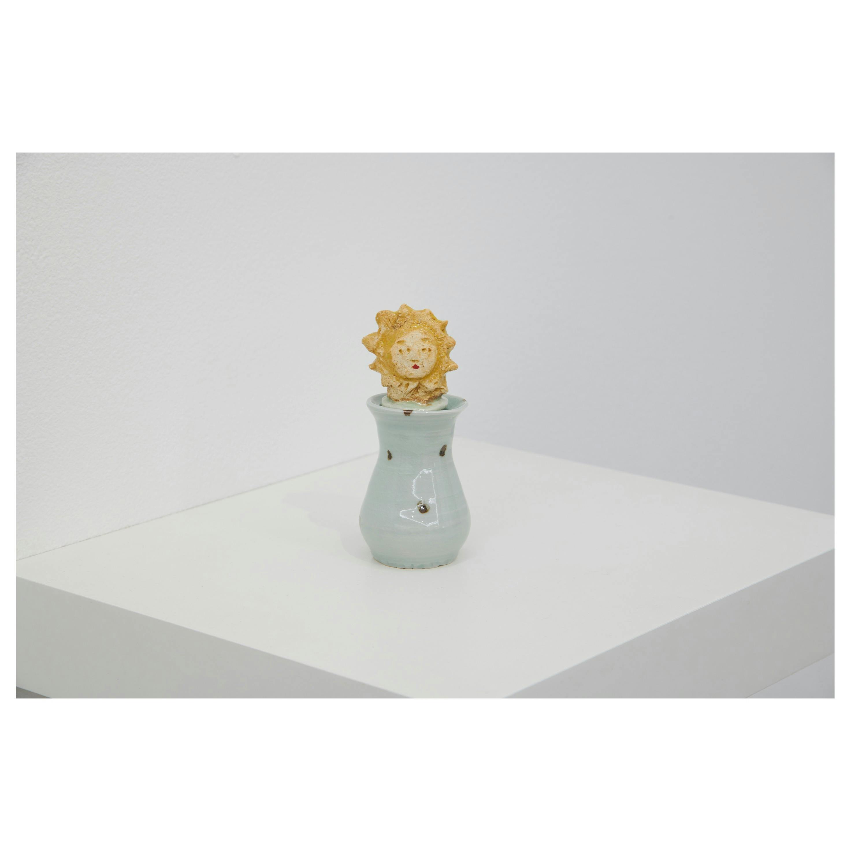 太陽小壺 #002　飛青磁、口紅