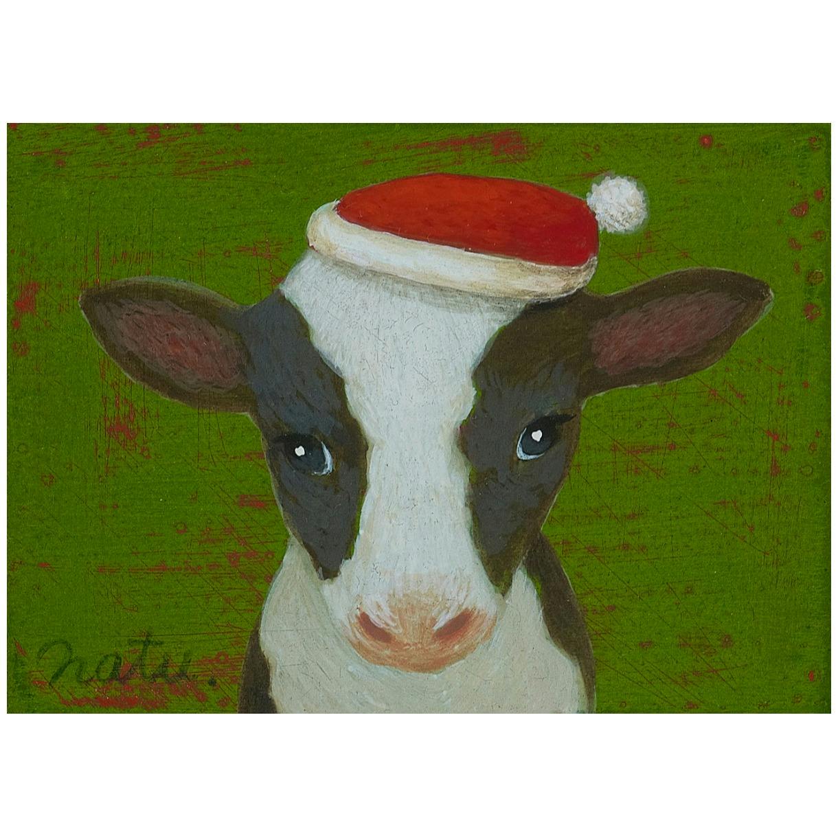 【額装】仔牛のクリスマス