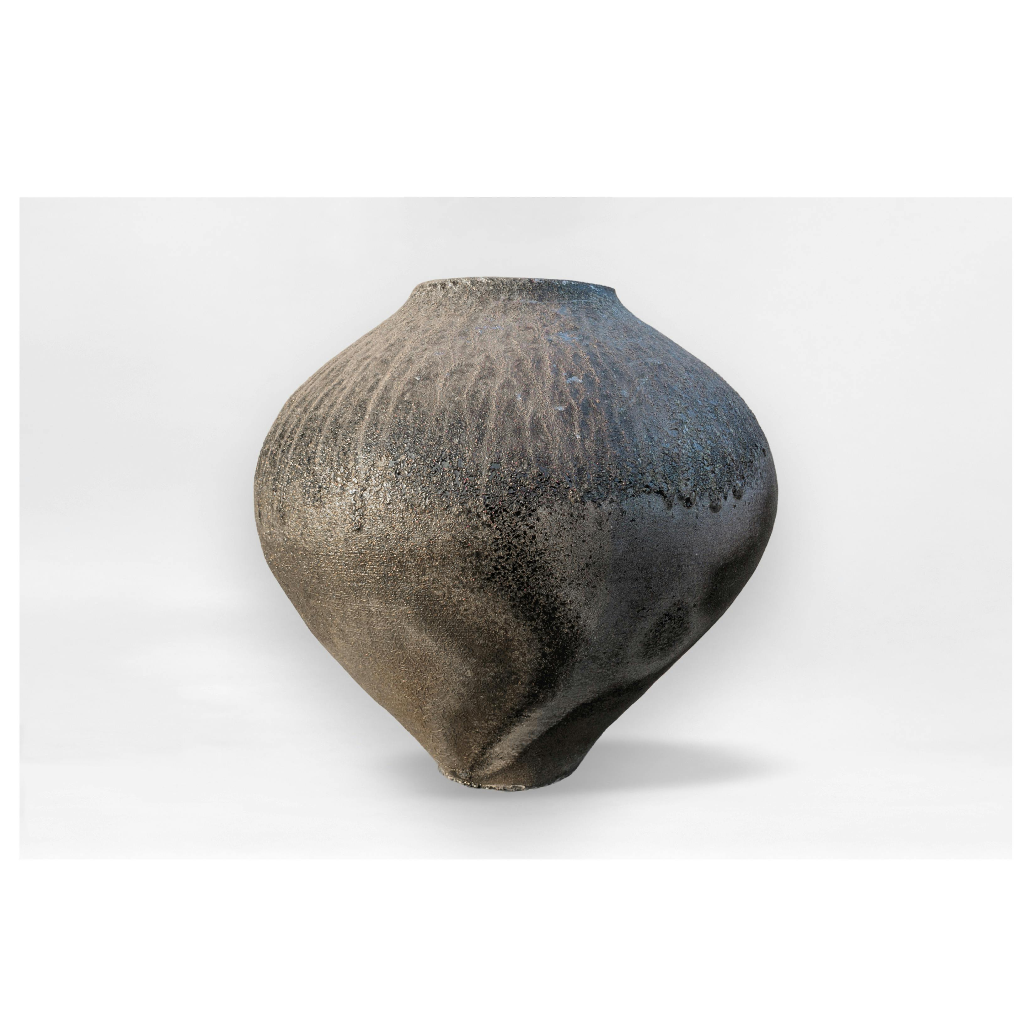 珠洲焼 自然釉壺 「冬空」