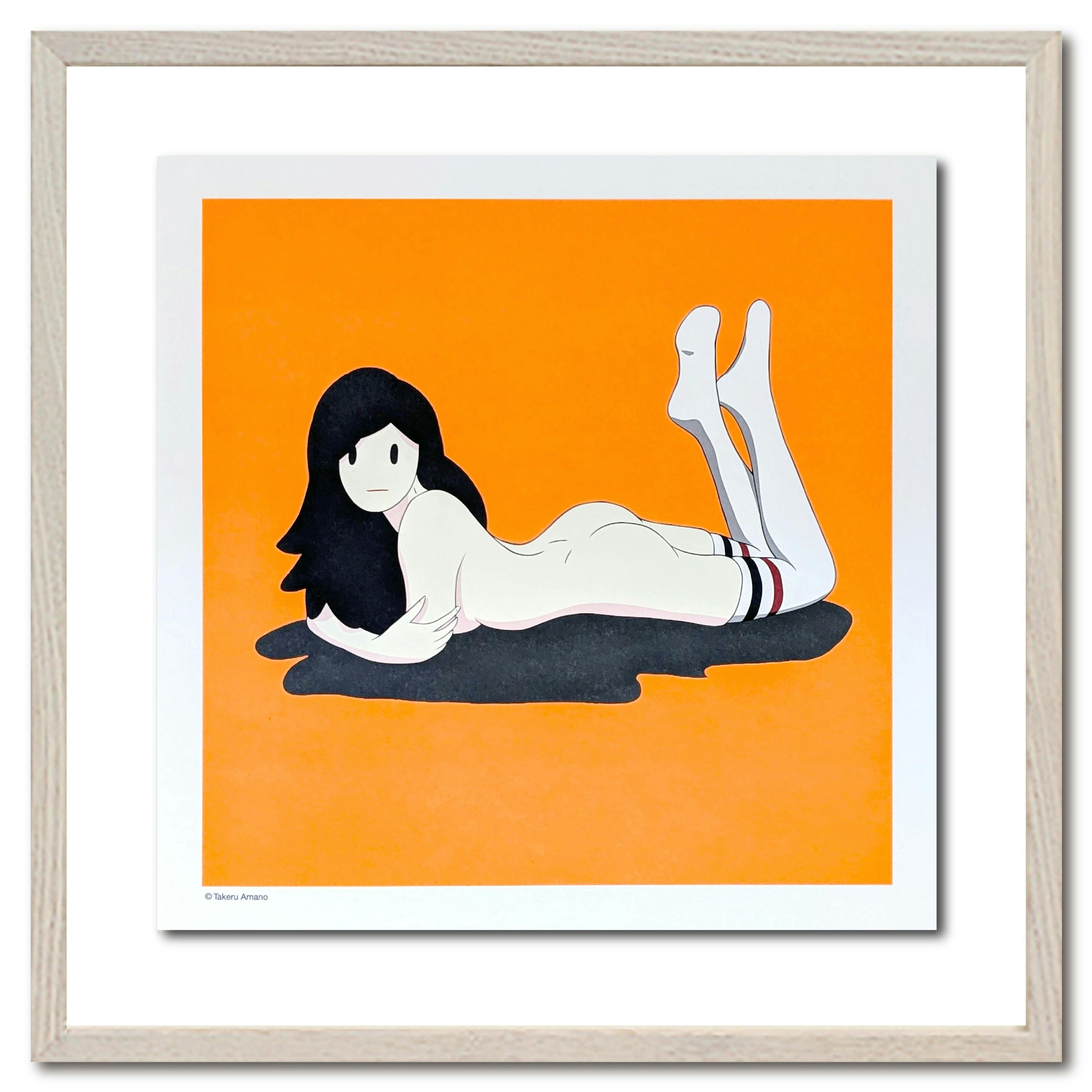 【NATURALWOODフレーム額装】 作家直筆サイン入り『Venus』NEON ORANGEオフセットプリント