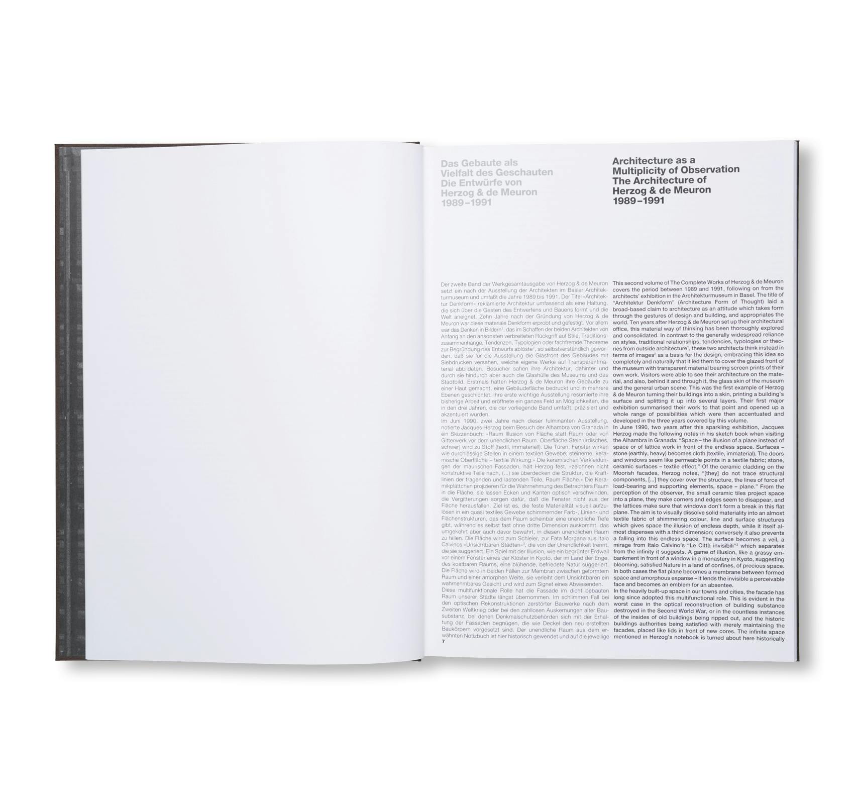 HERZOG & DE MEURON 1989-1991. THE COMPLETE WORKS. VOLUME 2 [ENGLISH / GERMAN EDITION]