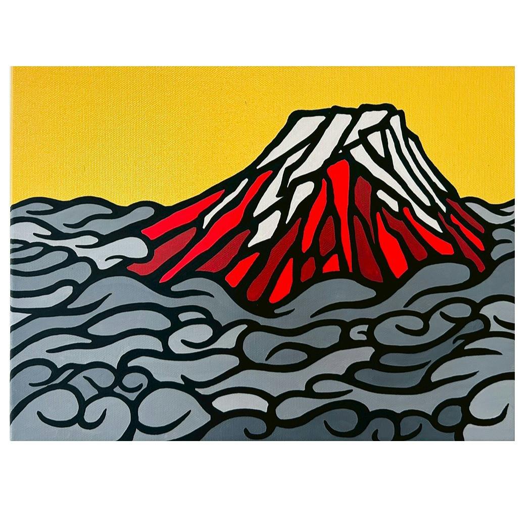 六変赤富士　〜雲抱富〜