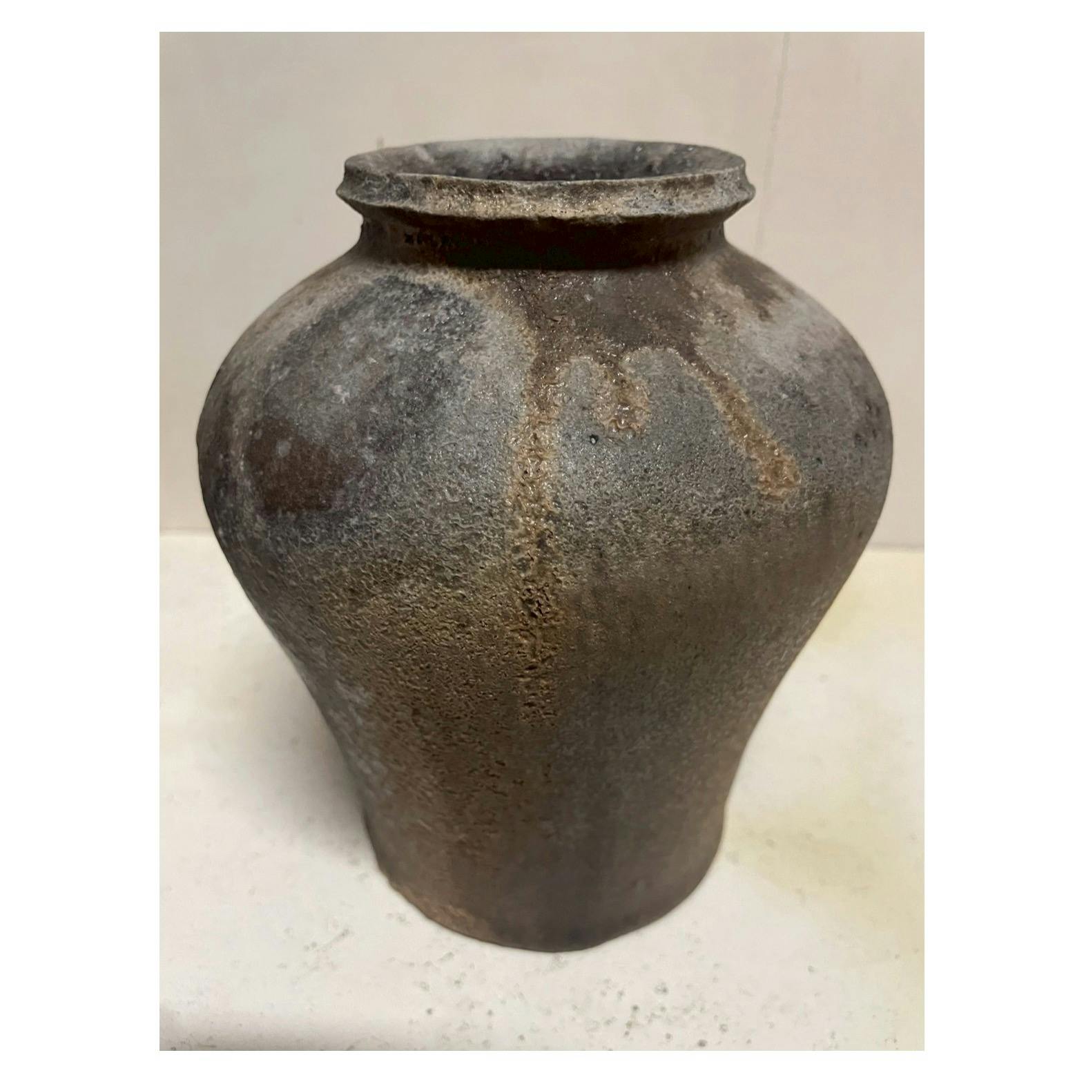 穴窯窯変ボタ落ち壺