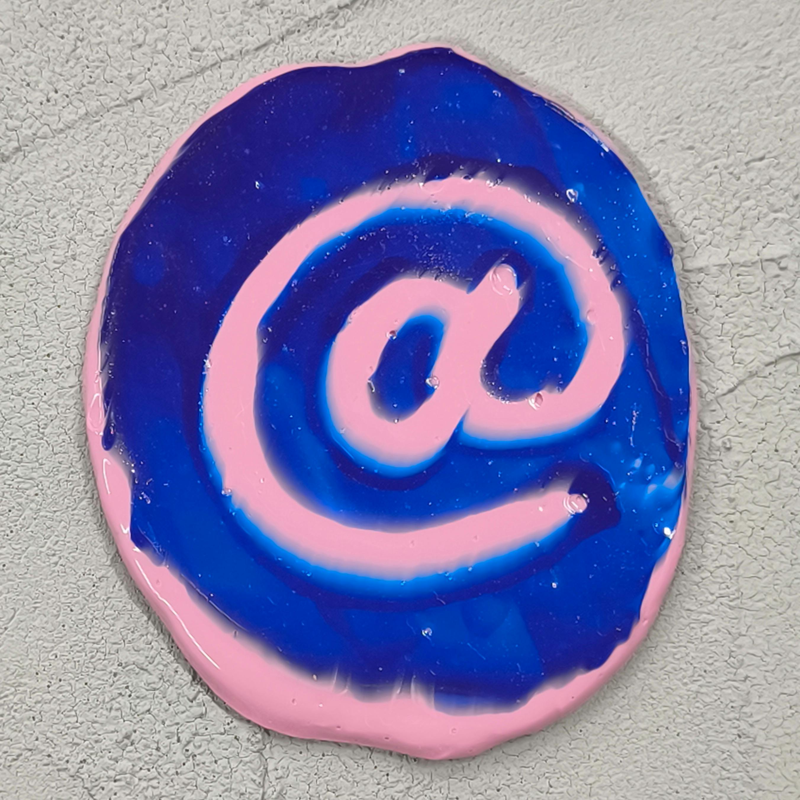 deep blue×pale pink sticker（アットマークステッカー 3）