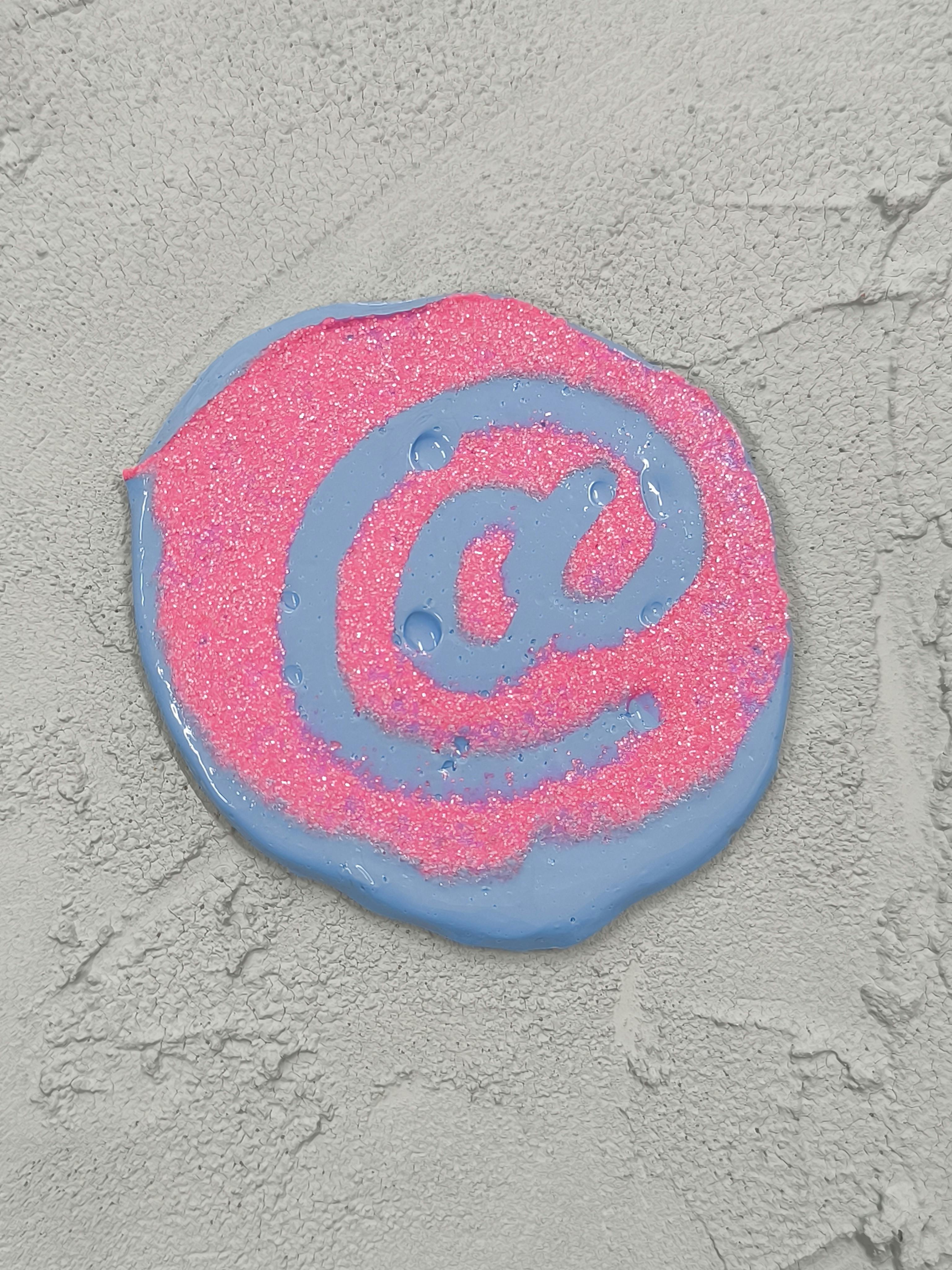 glitter pink×smoky blue sticker（アットマークステッカー 5）