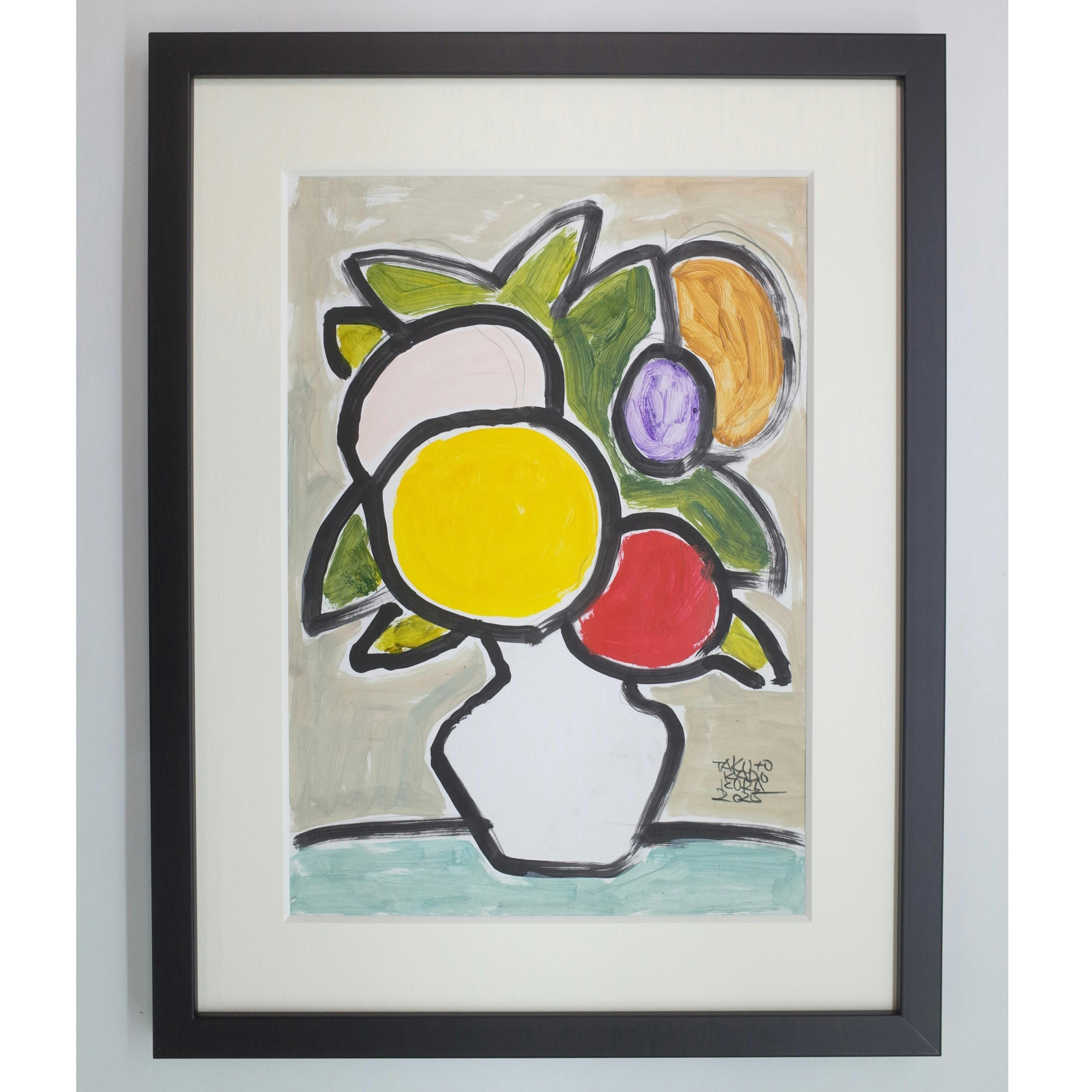 【額装】お花のドローイング