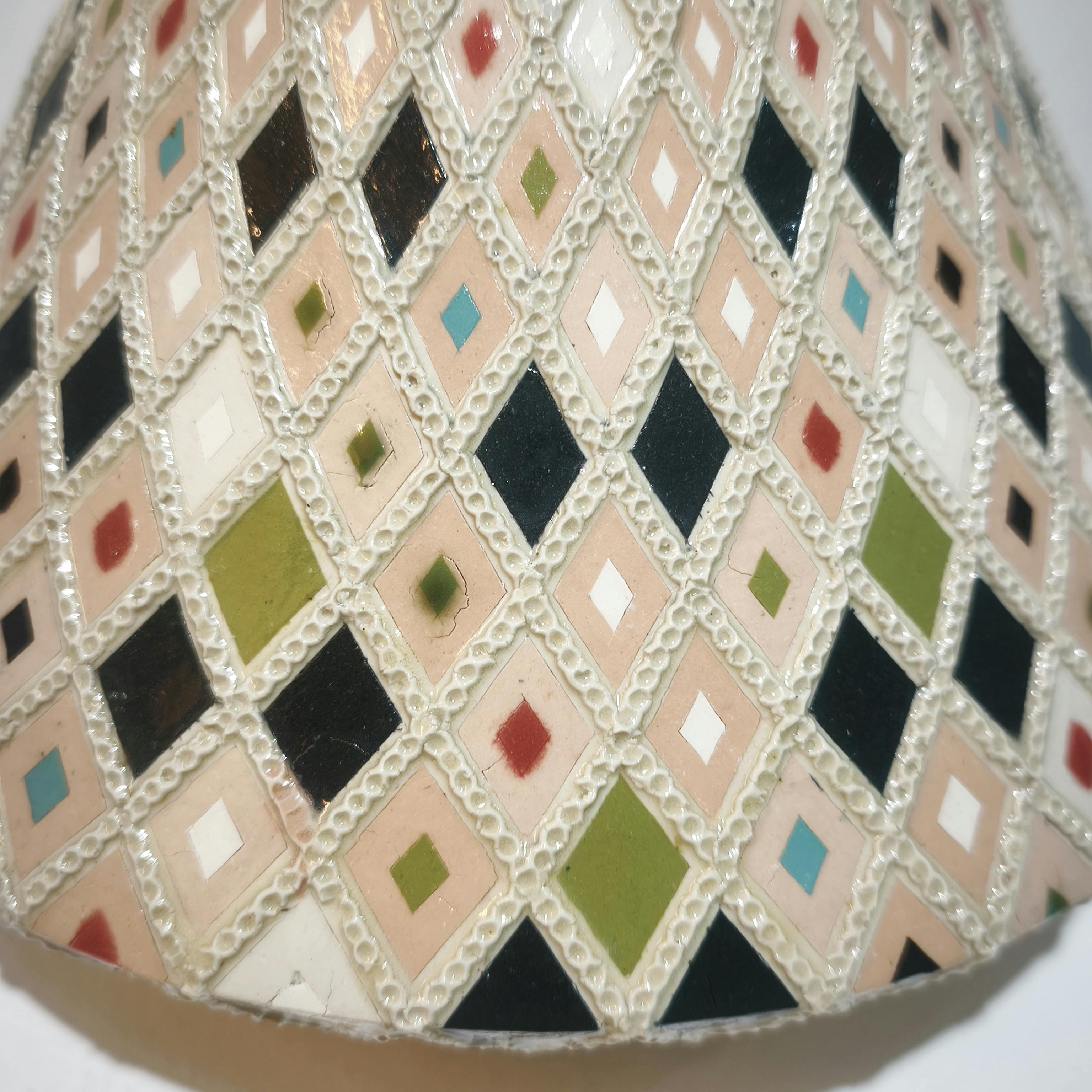 象嵌彩色縄目ハイ釉壺