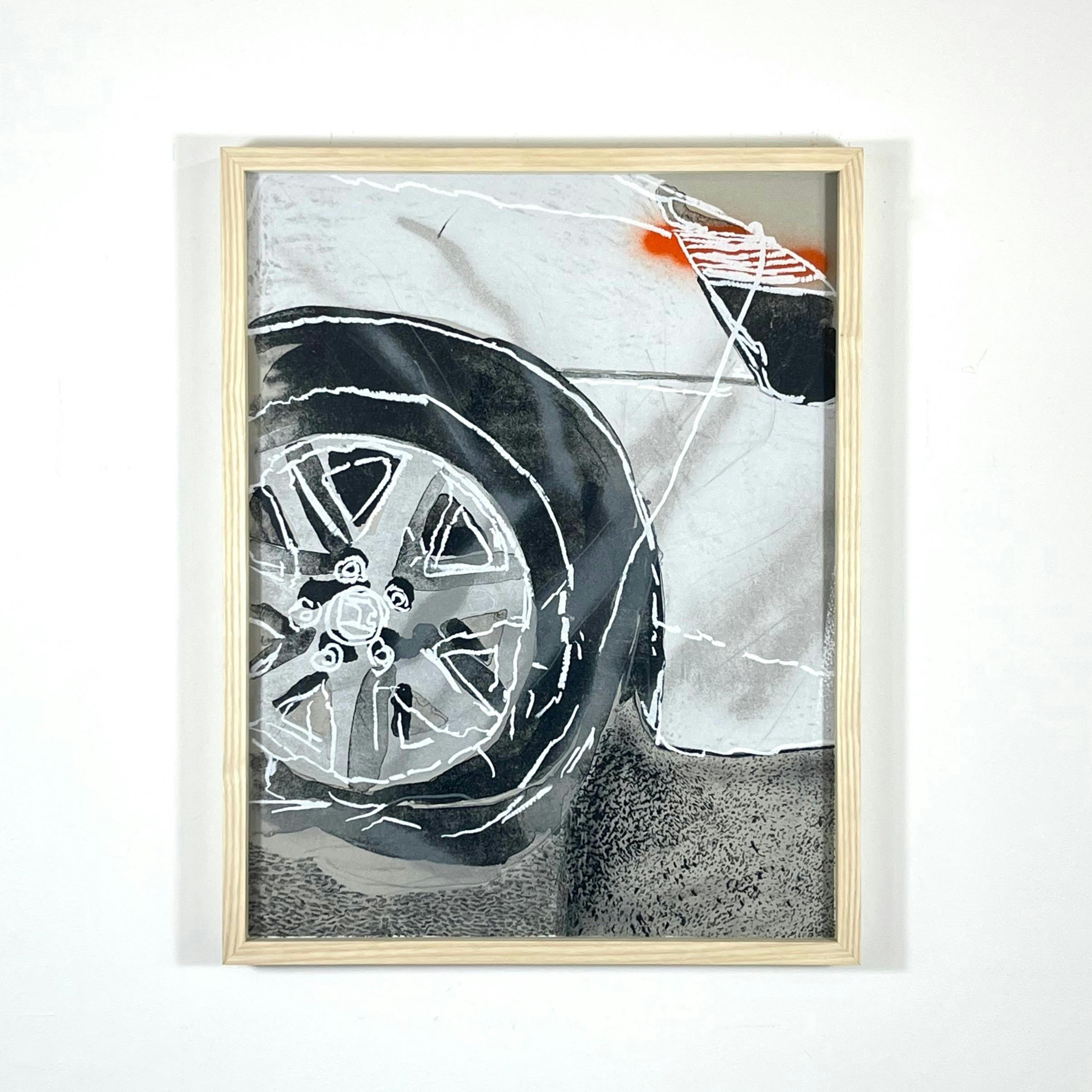 「車をなぞる#2」額装込み