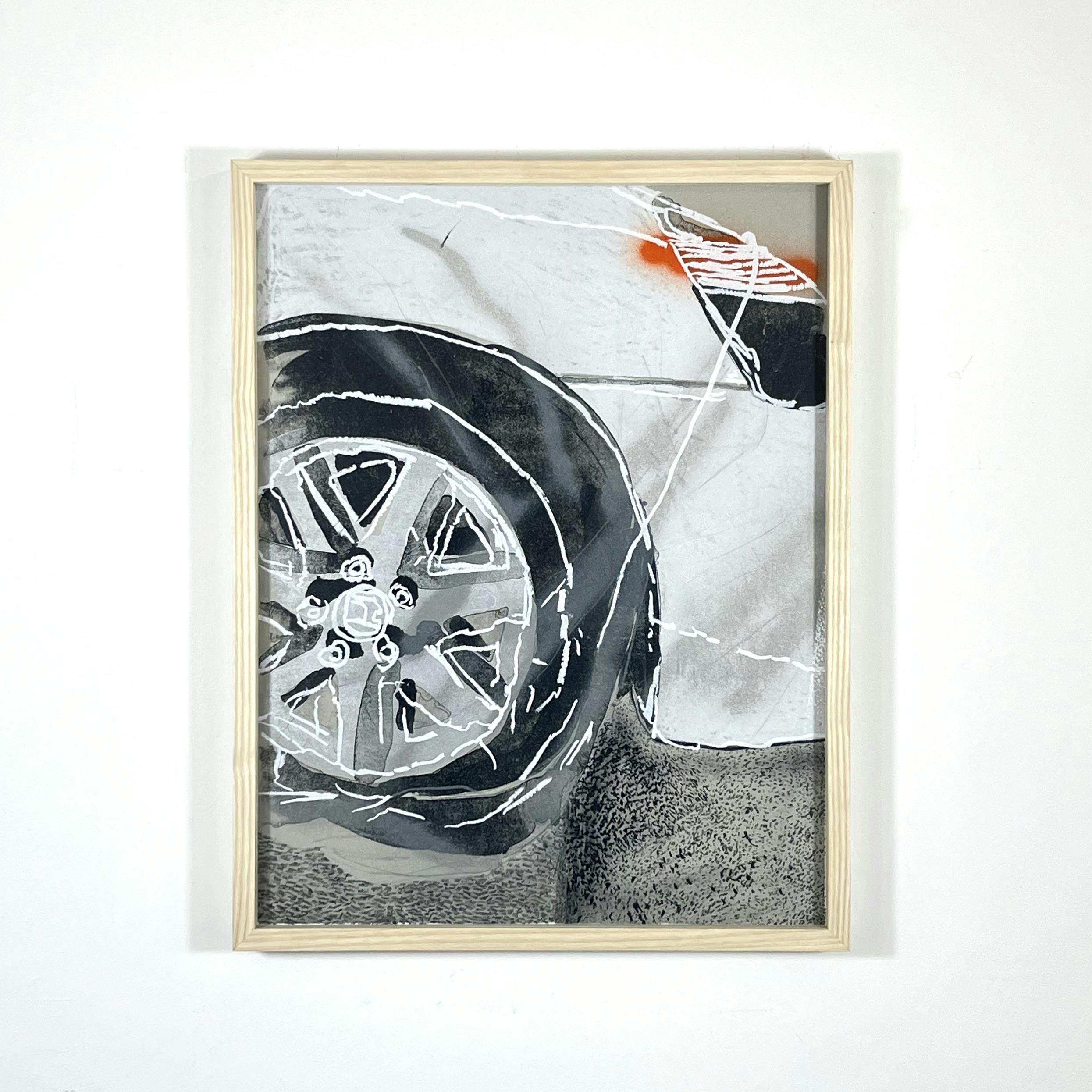 「車をなぞる#2」額装込み