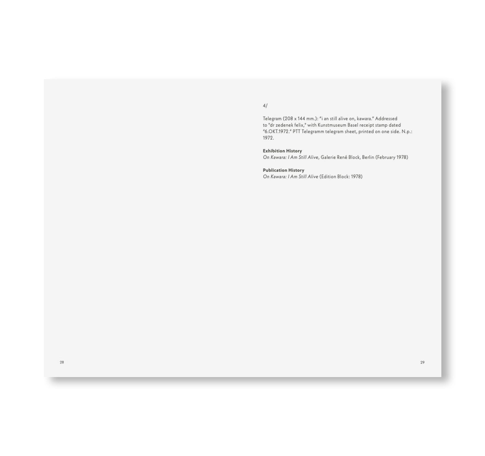 ON KAWARA I AM STILL ALIVE - CATALOGUE 252