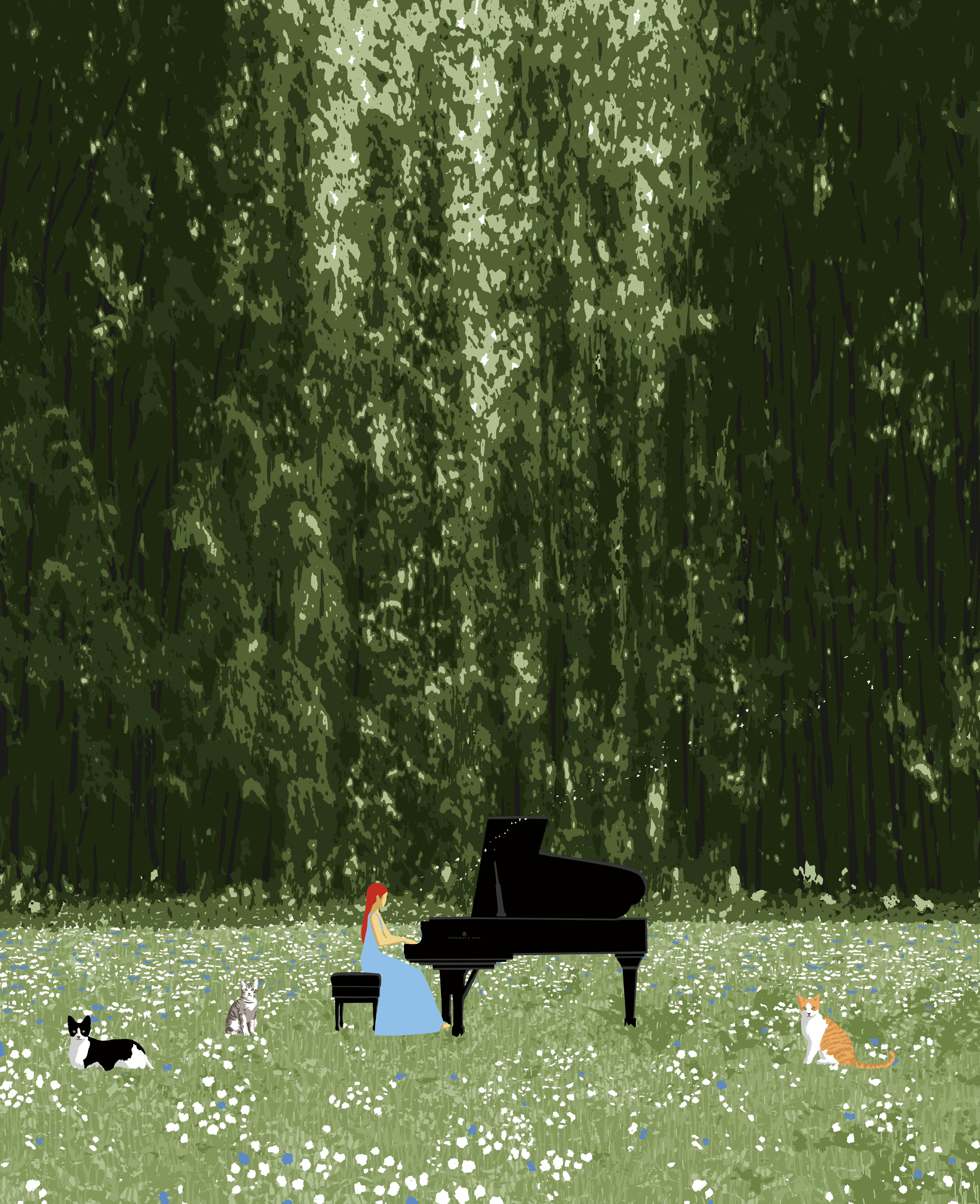 La pianiste dans la forêt (blue)