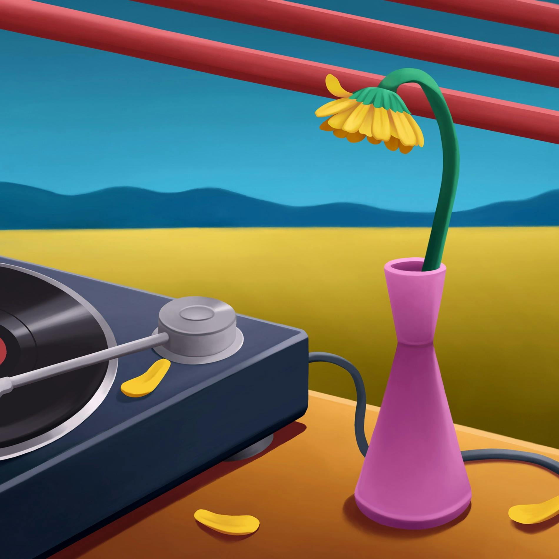 暖かい部屋、萎れた花