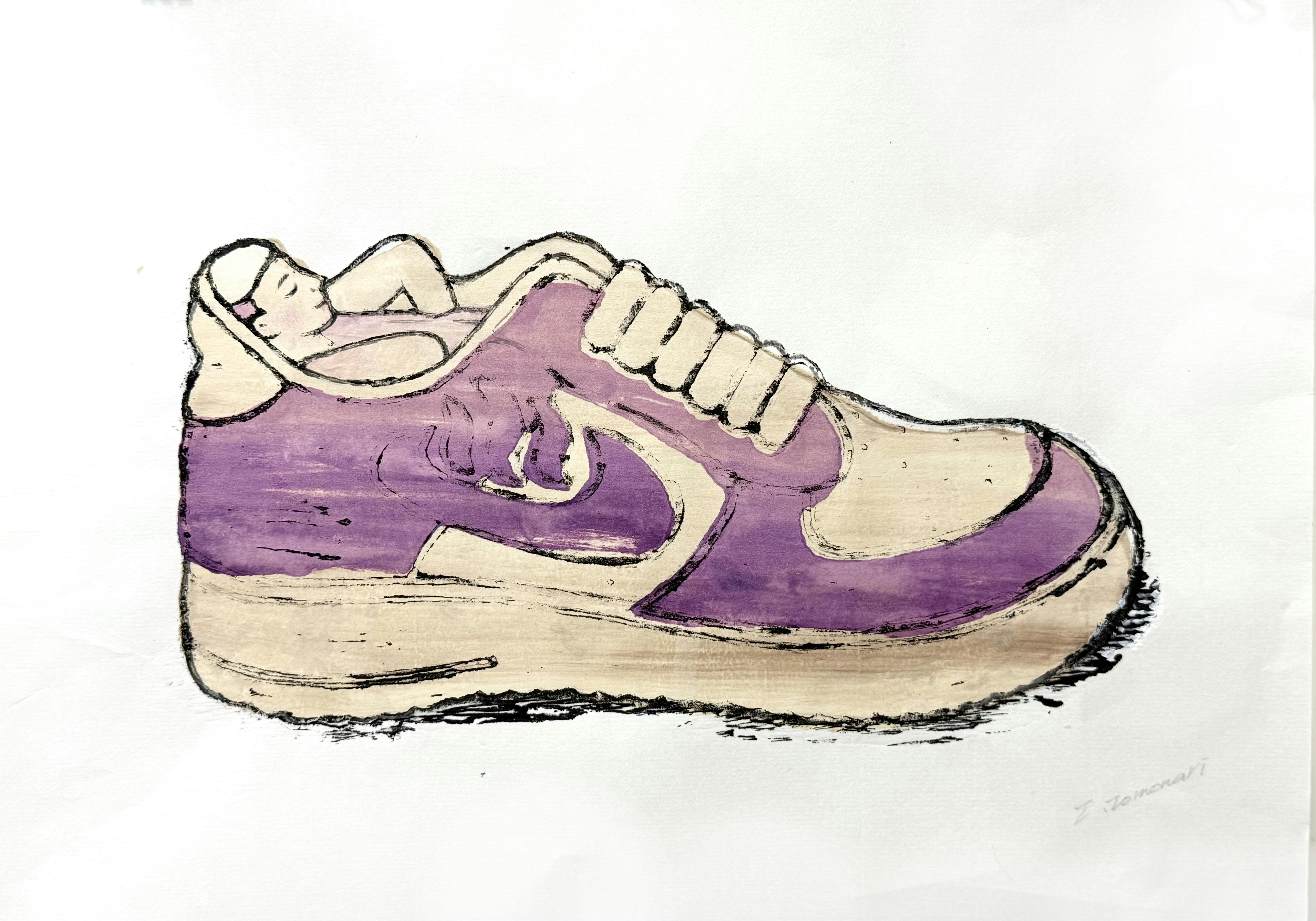 靴湯 B4 -woodblock print-(purple)