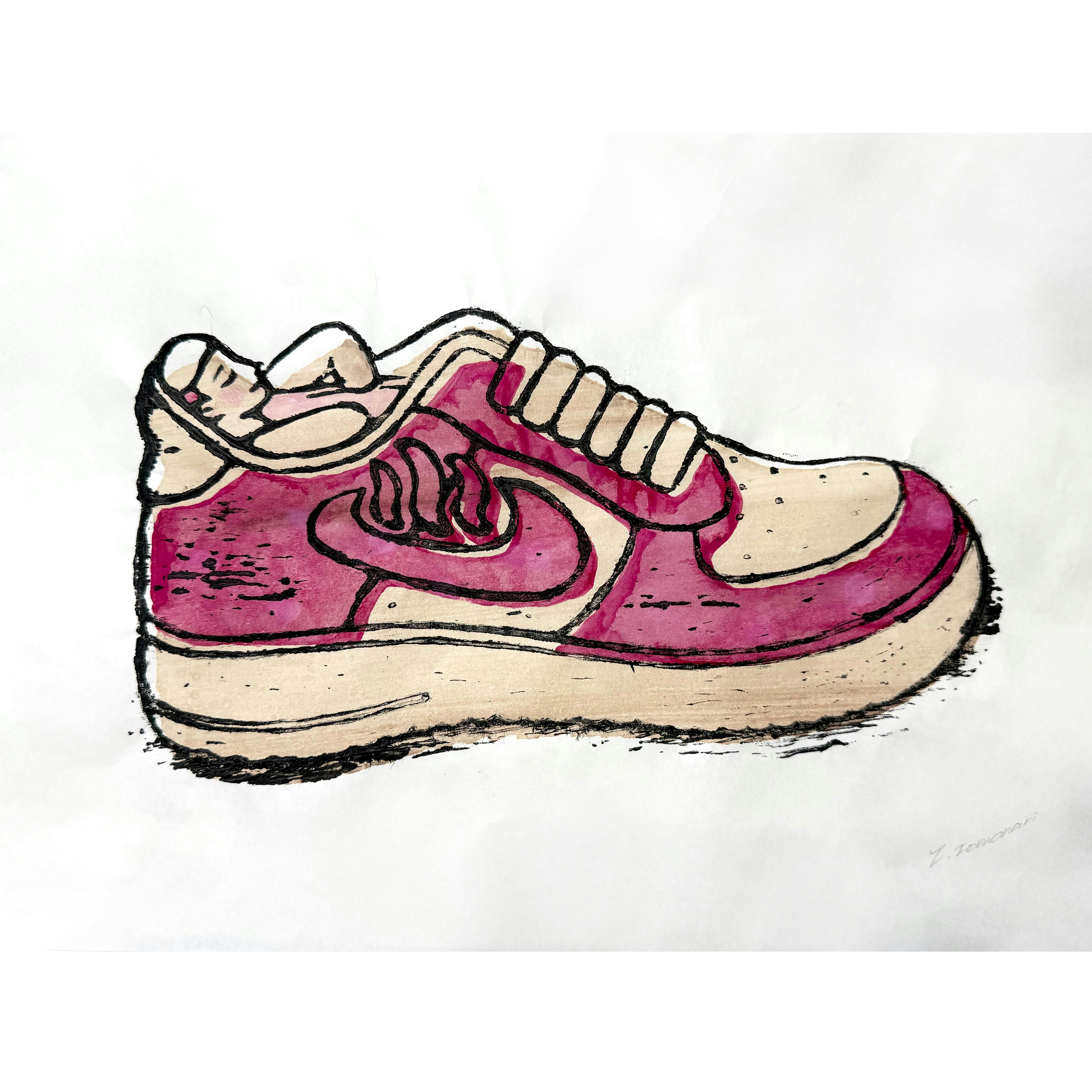 靴湯 B4 -woodblock print-(red)