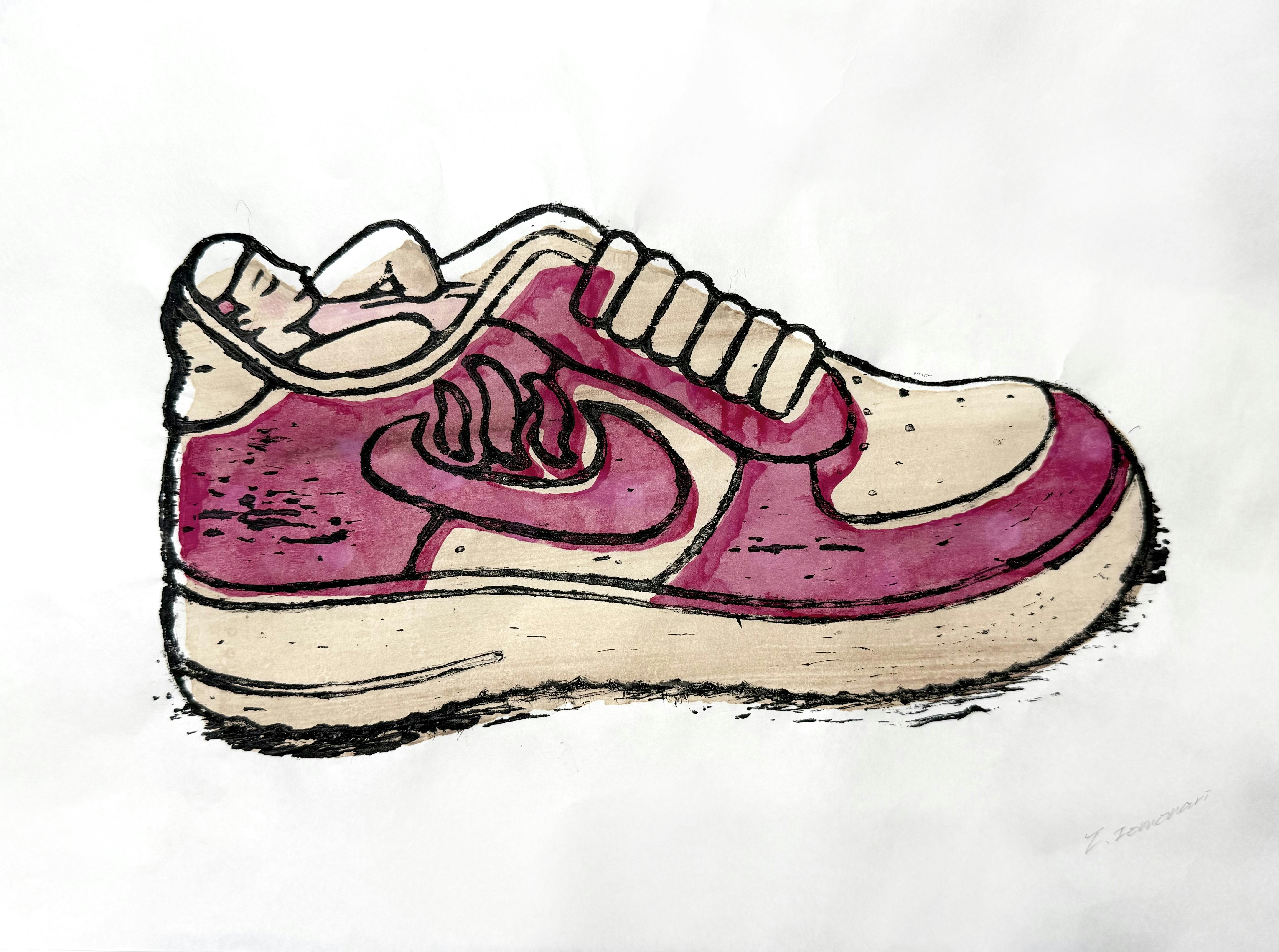 靴湯 B4 -woodblock print-(red)