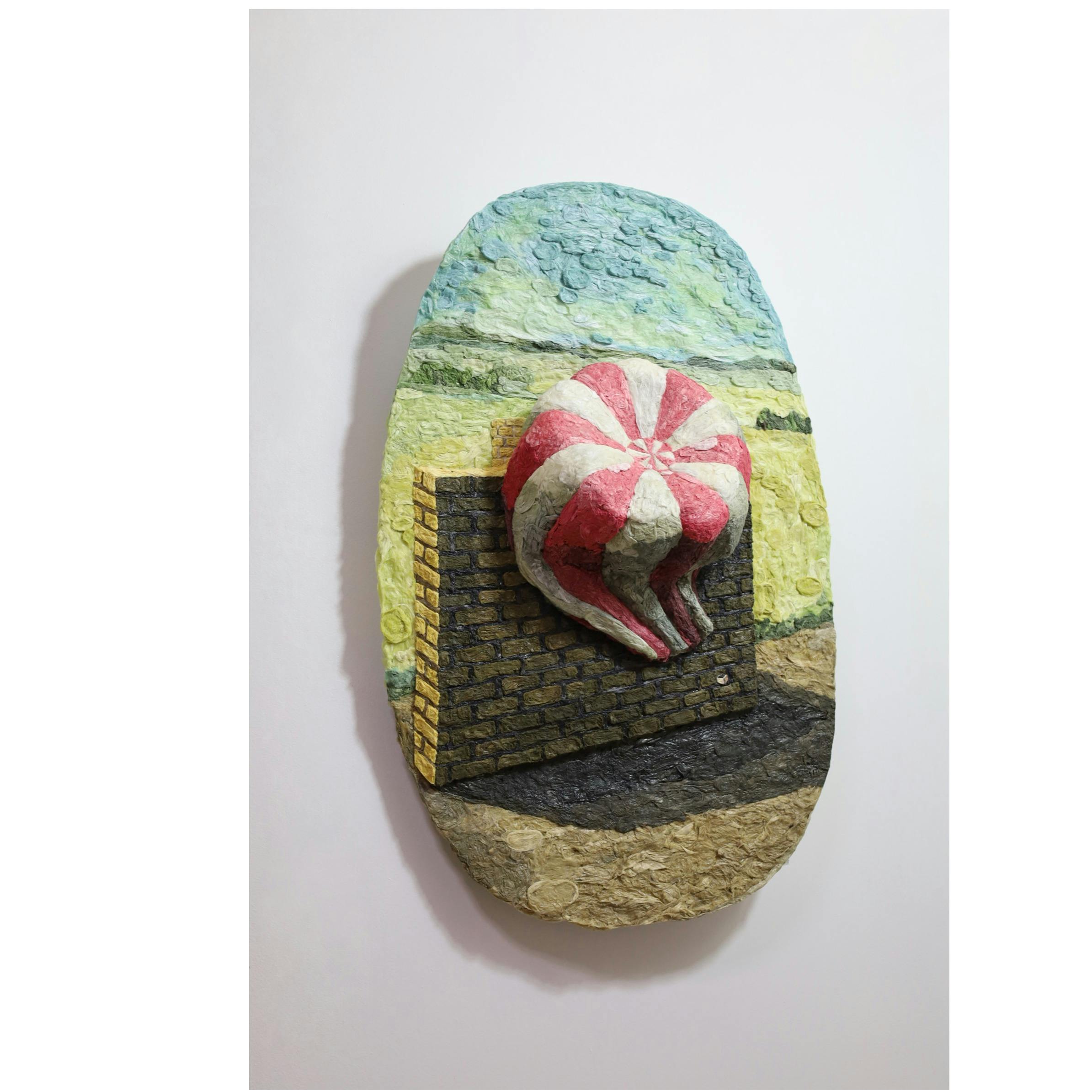 はりつけられた気球の風景