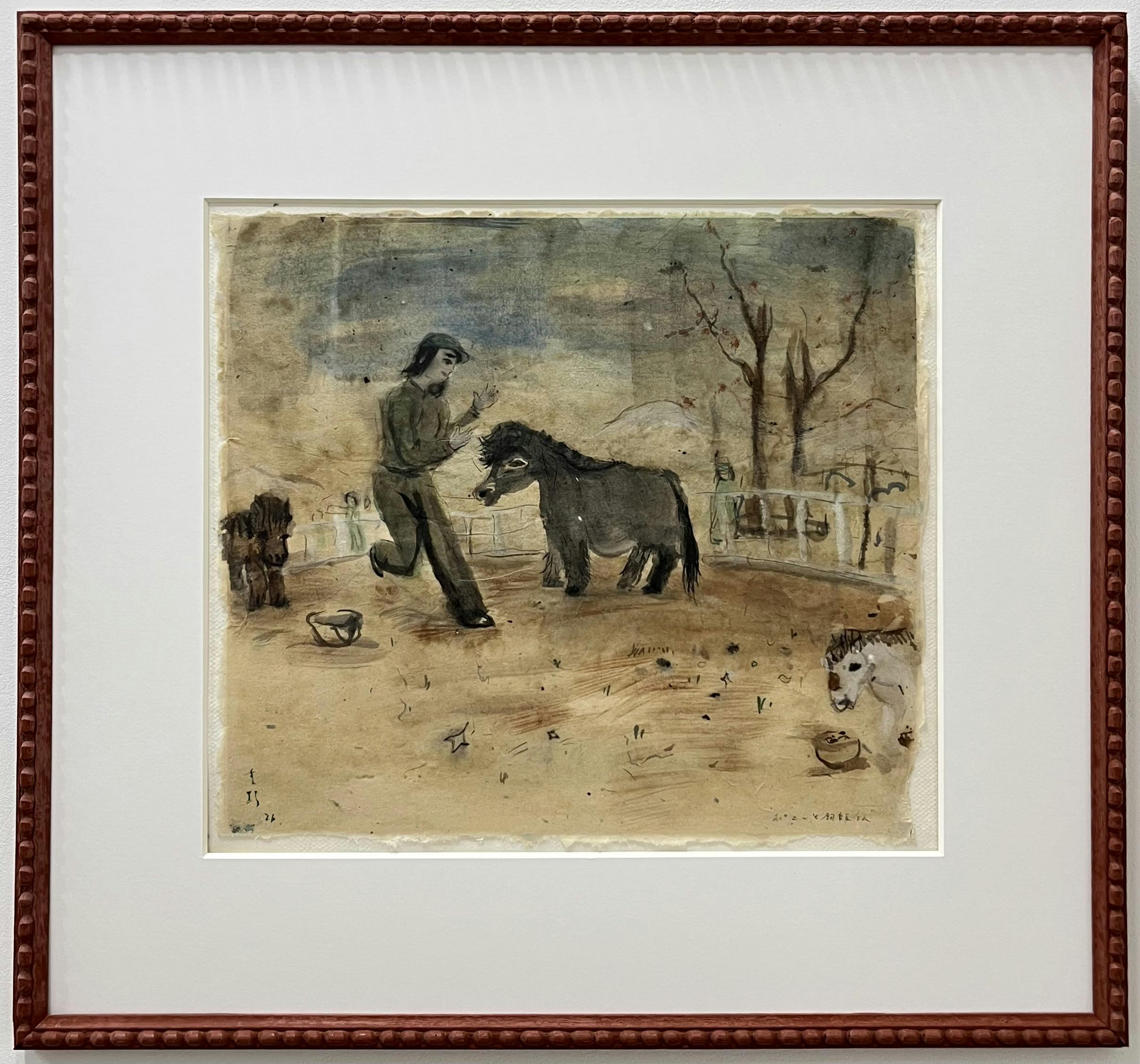 「ポニーと飼育員さん」額付き