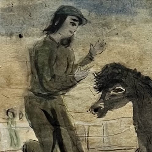 「ポニーと飼育員さん」額付き