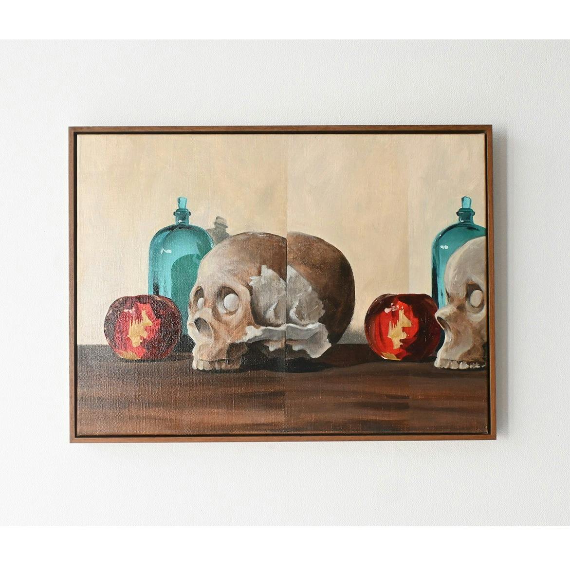 still life 'skull, bottle, apple #1'