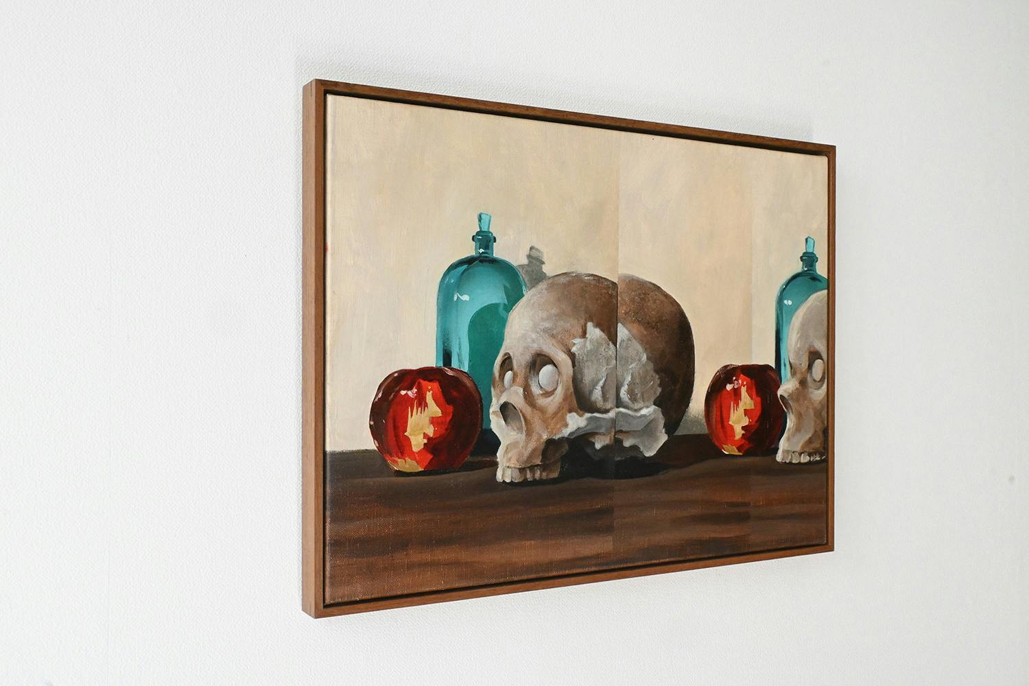 still life 'skull, bottle, apple #1'