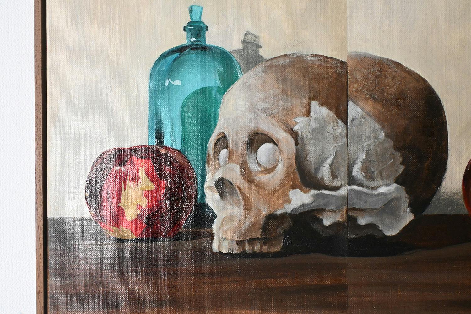 still life 'skull, bottle, apple #1'
