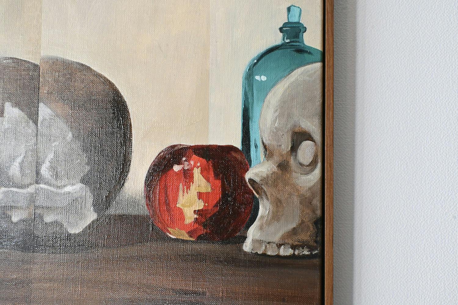 still life 'skull, bottle, apple #1'