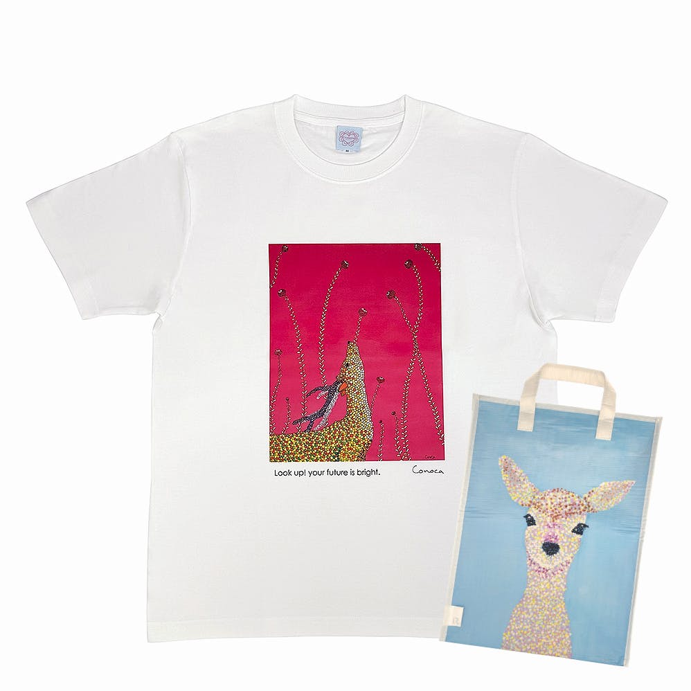 【Lサイズ】Conoca×ROOTOTE /Look Up Tshirt+ミュージアム ルーガービッジトート / 086802