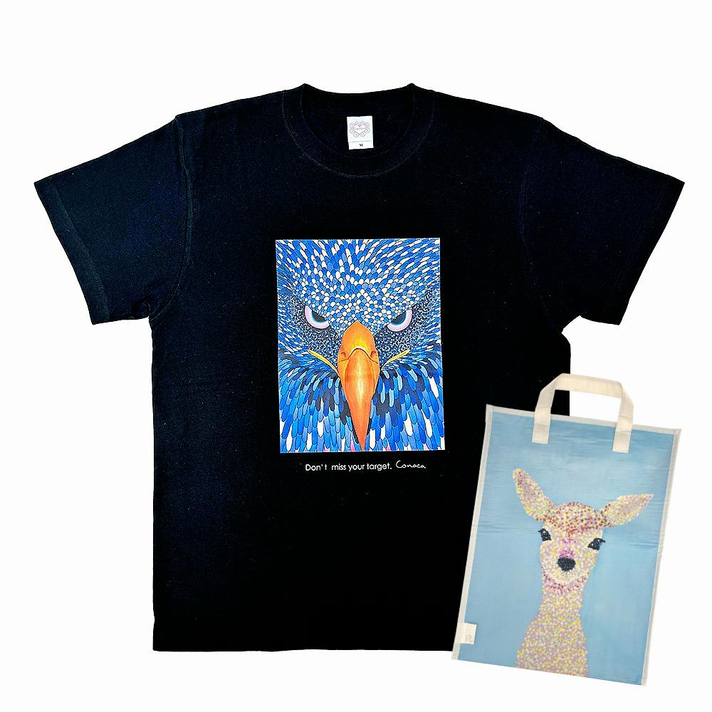 【Lサイズ】Conoca×ROOTOTE / Eagle Face Tshirt+ミュージアム ルーガービッジトート / 086804