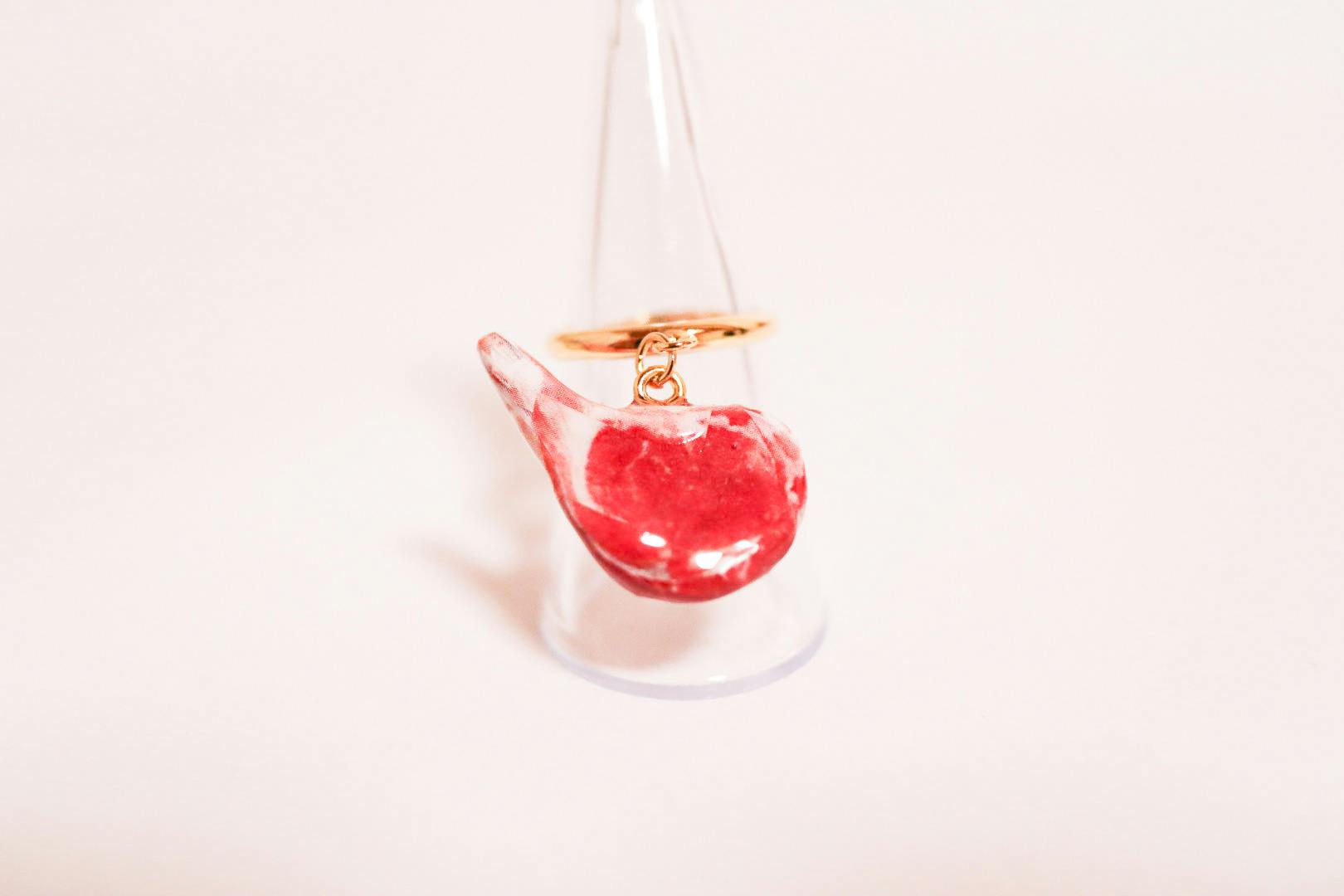 立体ラムチョップチャームリング