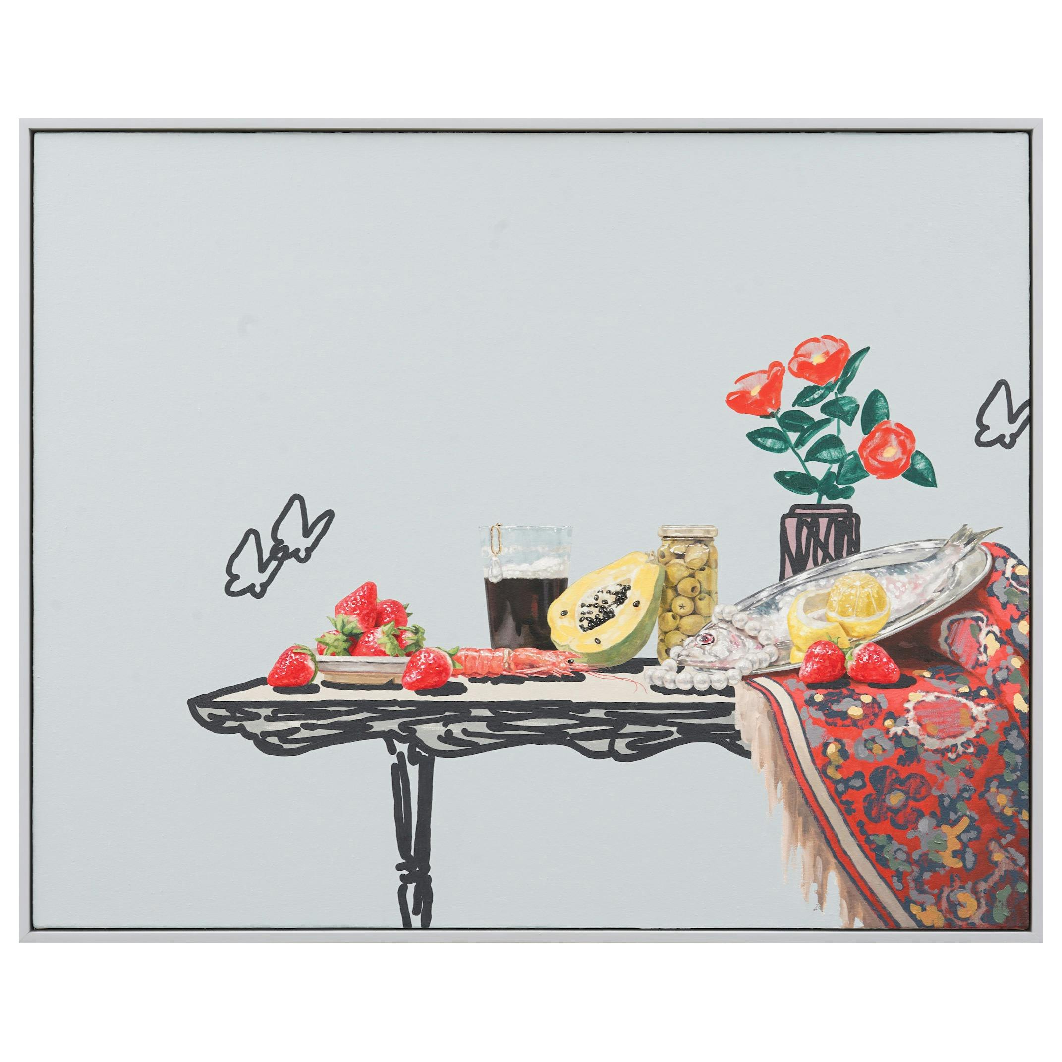 Still Life with Herring, Beer and Strawberries