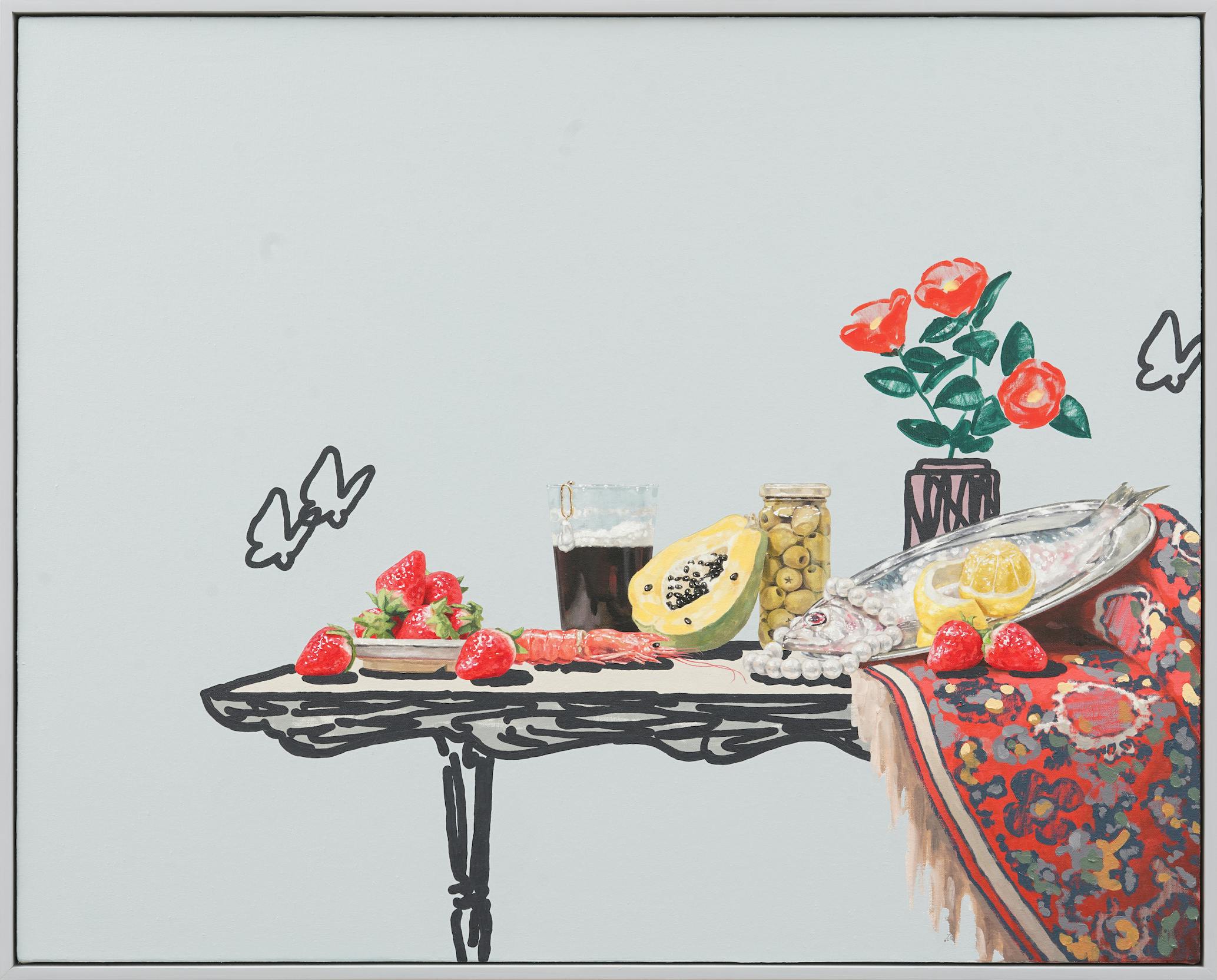 Still Life with Herring, Beer and Strawberries