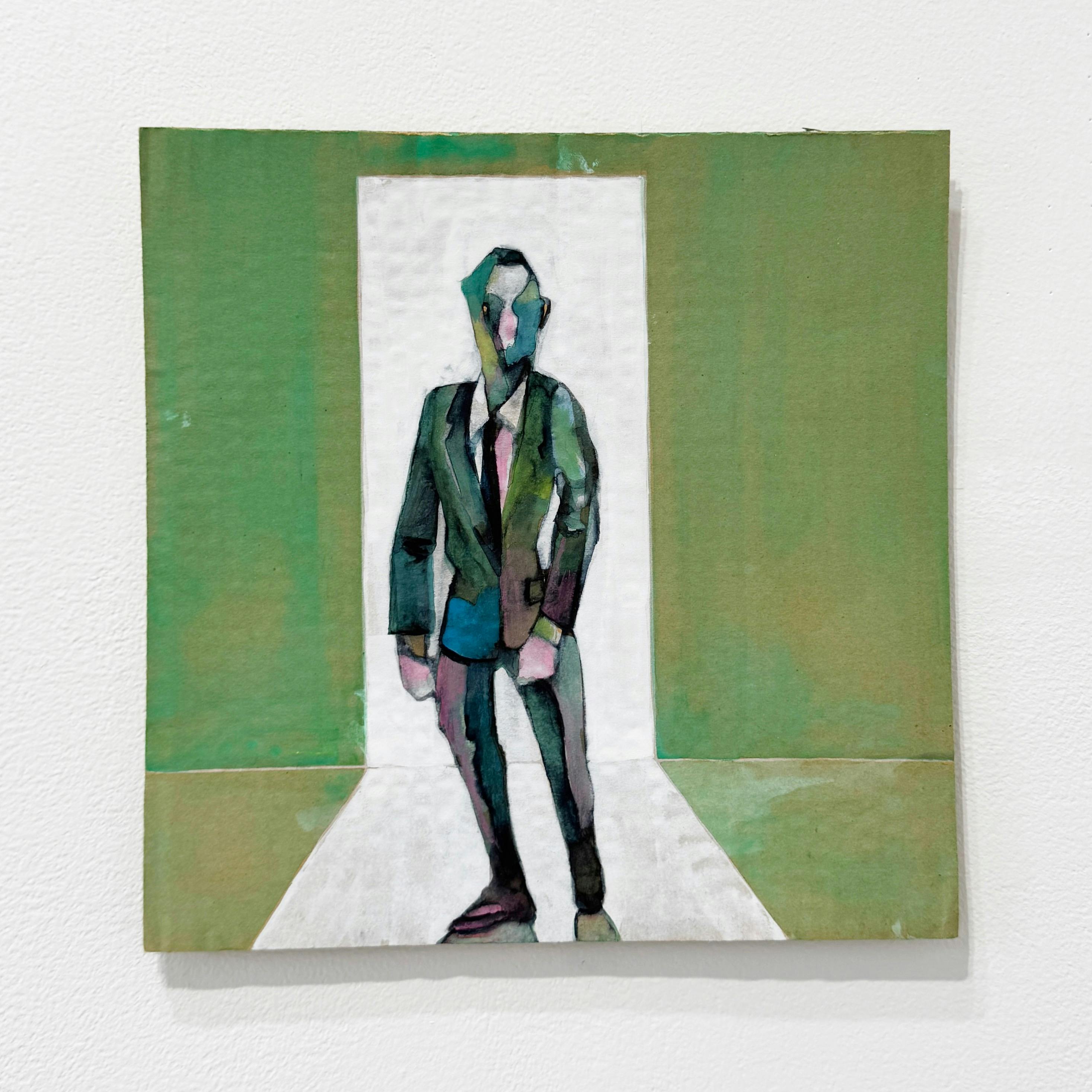 Aman is standing in front of door