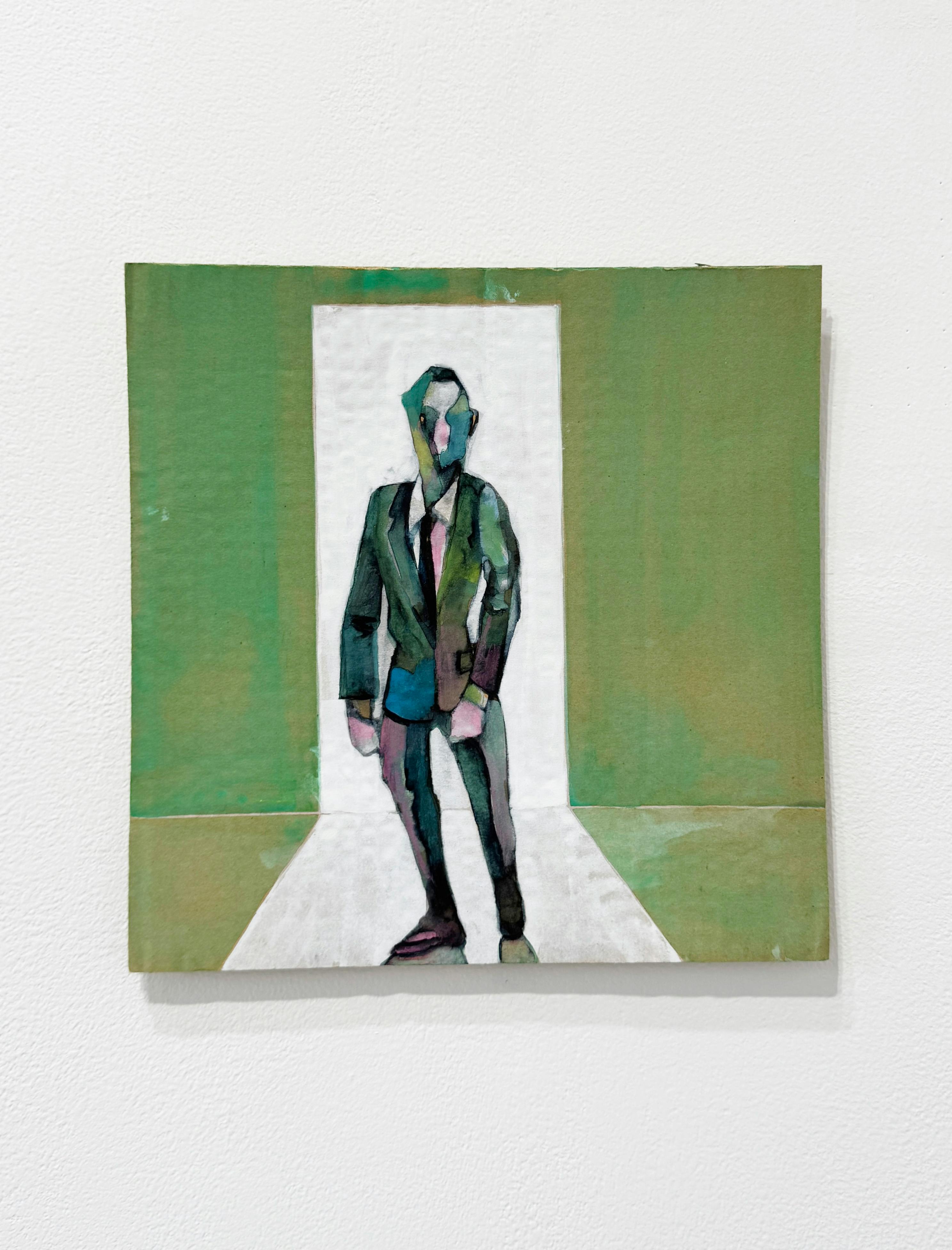 Aman is standing in front of door