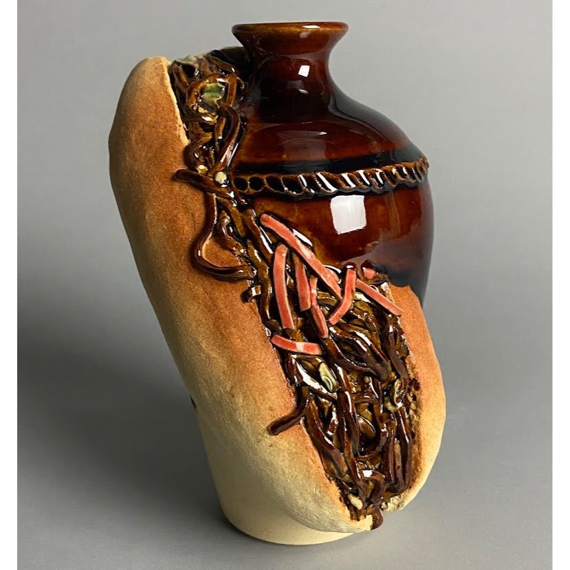 焼きそばパン/飴釉壷