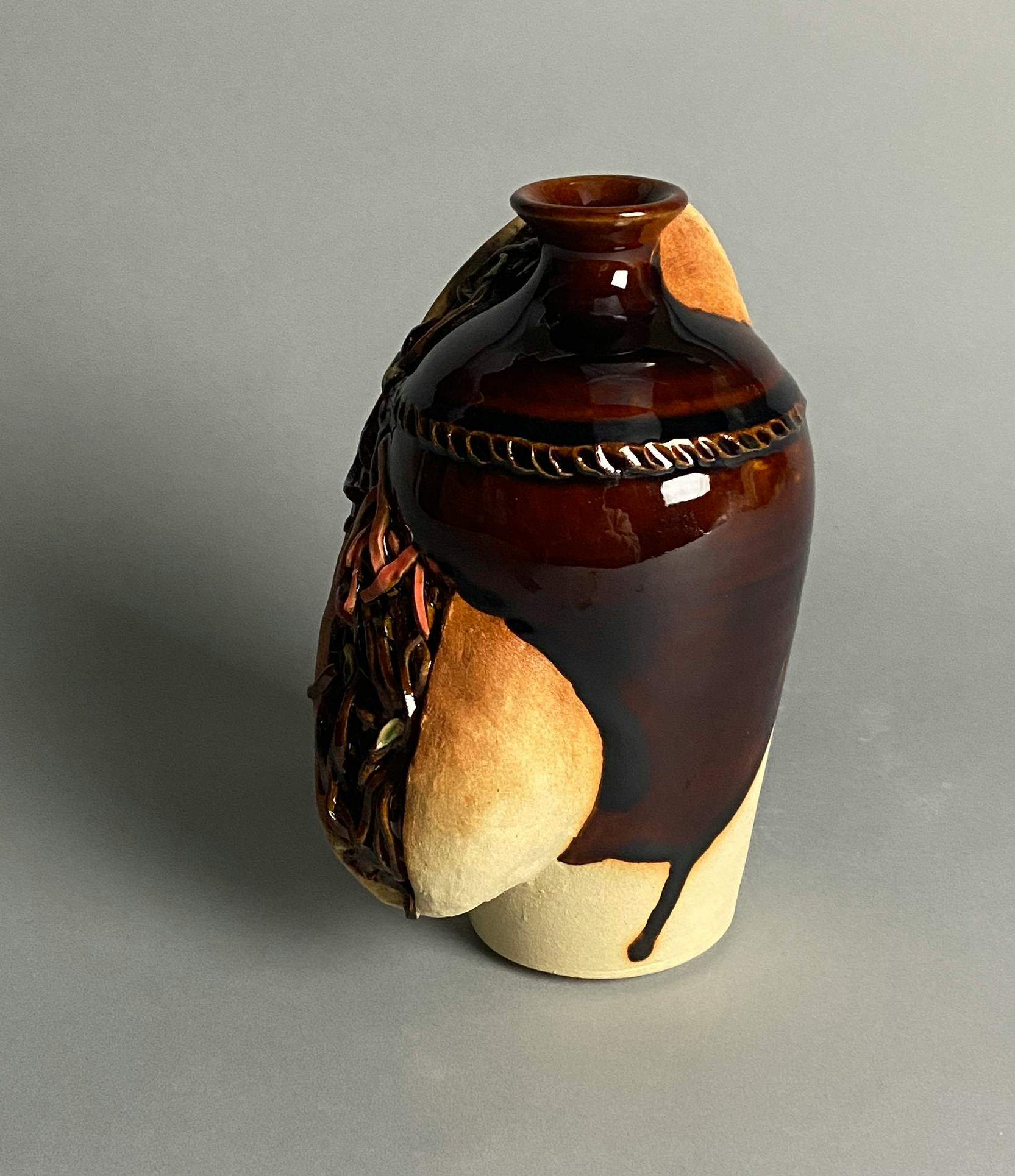 焼きそばパン/飴釉壷