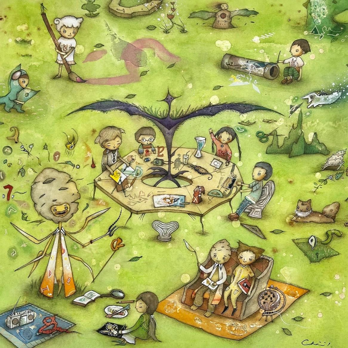 【ご予約受付】「かいじゅうたちの楽園」複製画「チブル星人と智惠の庭」