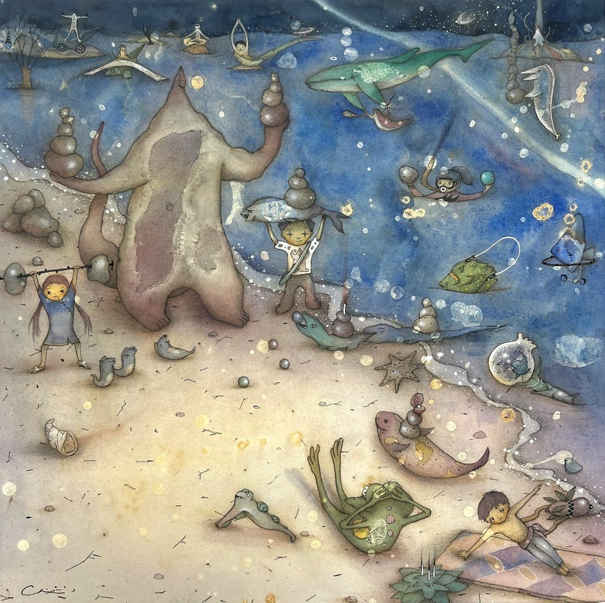 【ご予約受付】「かいじゅうたちの楽園」複製画「レッドキングと夜の海」